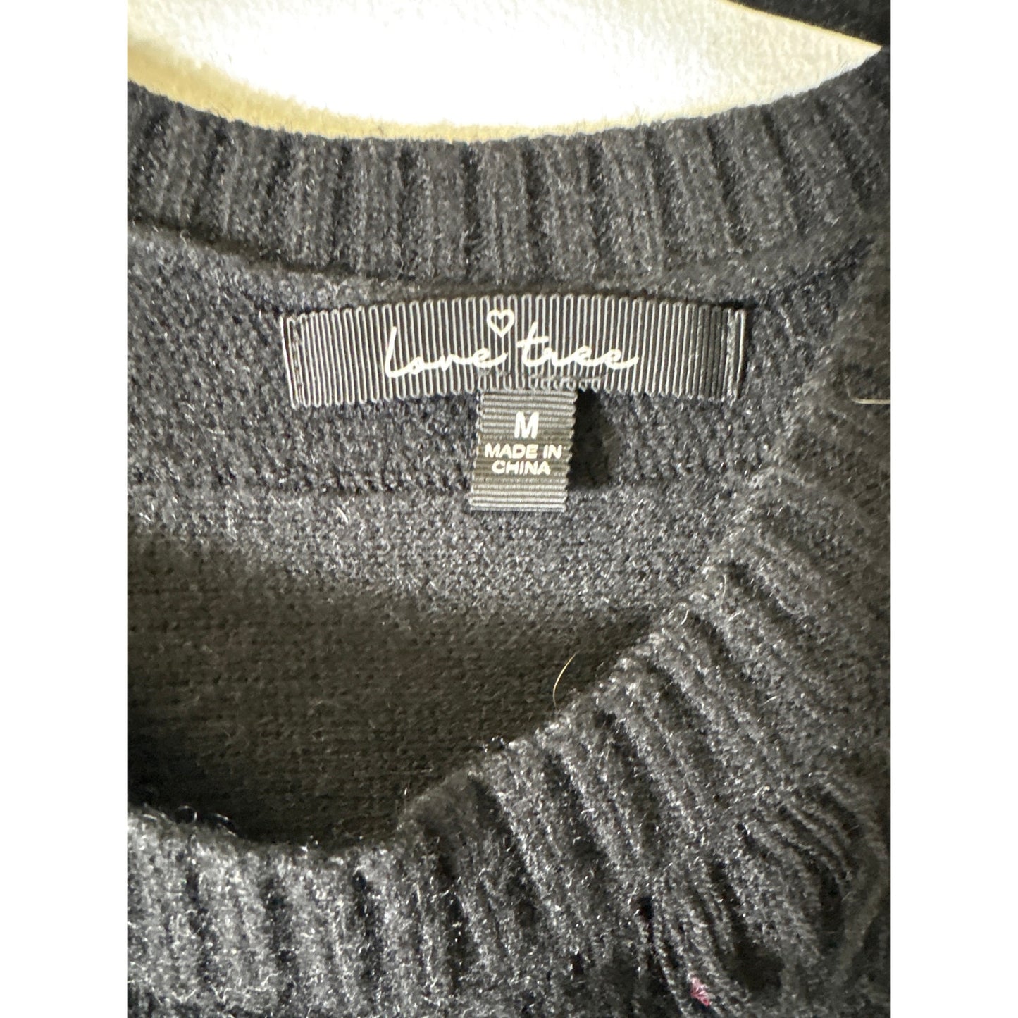 Love Tree Black Fringed Pullover Sweater Sz M