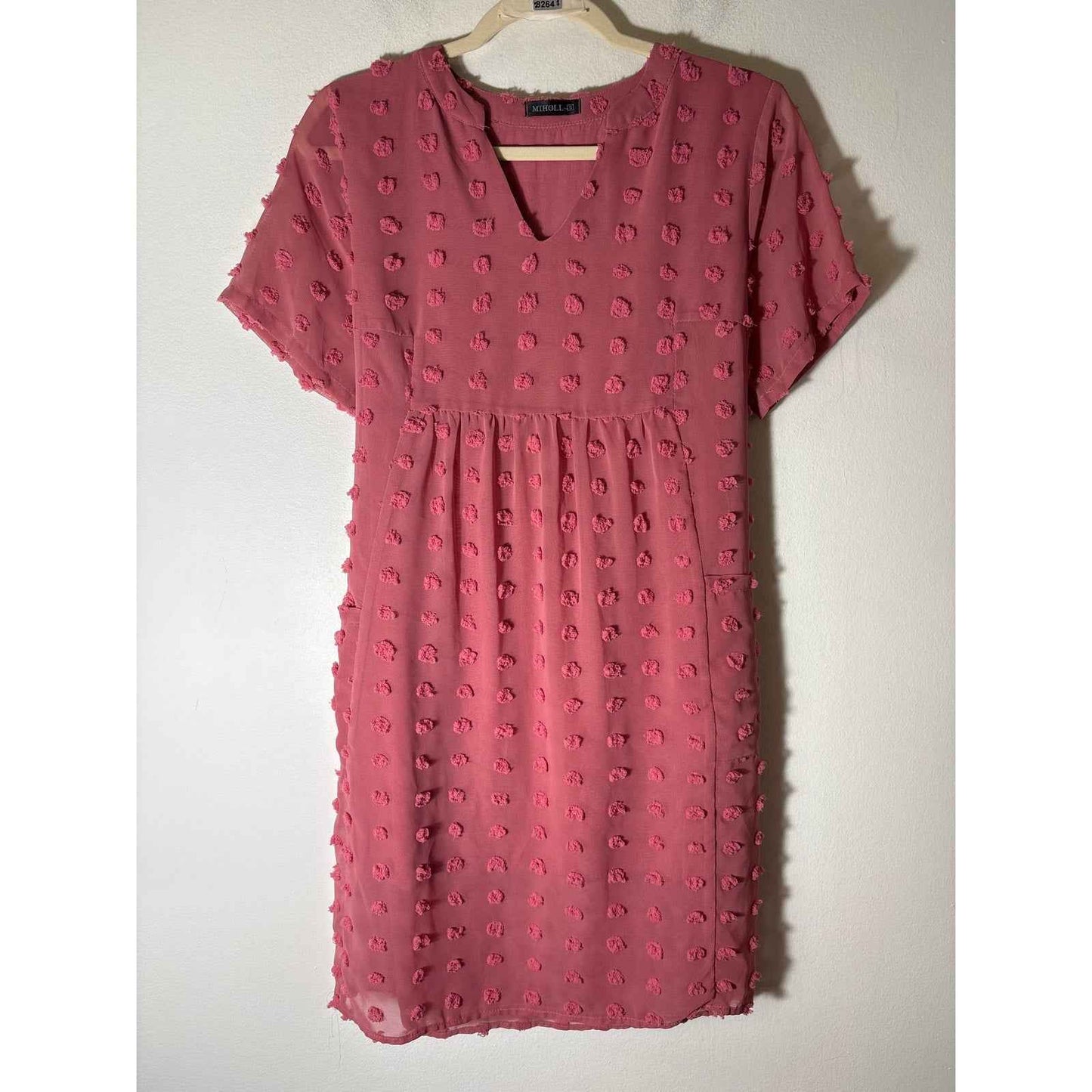 Miholl Mauve Eyelash Polka Dot Babydoll Dress Sz S