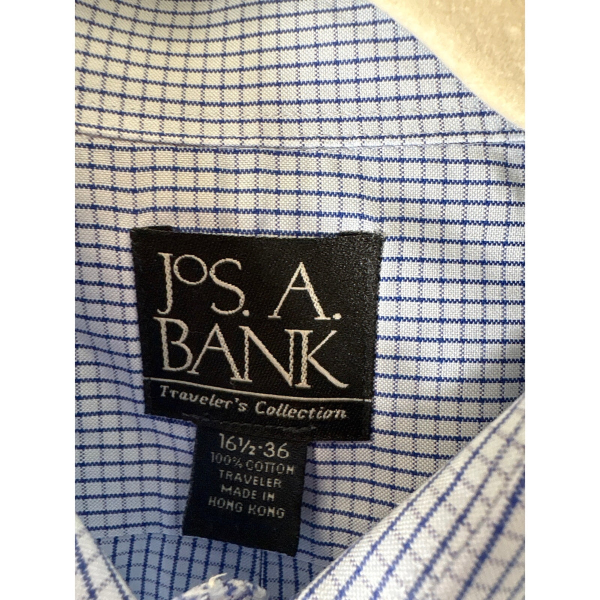 Jos A Bank Blue and White Travelers Collection Shirt Sz 16.5/36