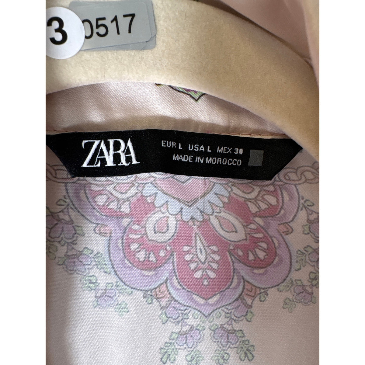 Zara Pink Paisley Long Sleeve Button Up Flowy Shirt Sz L