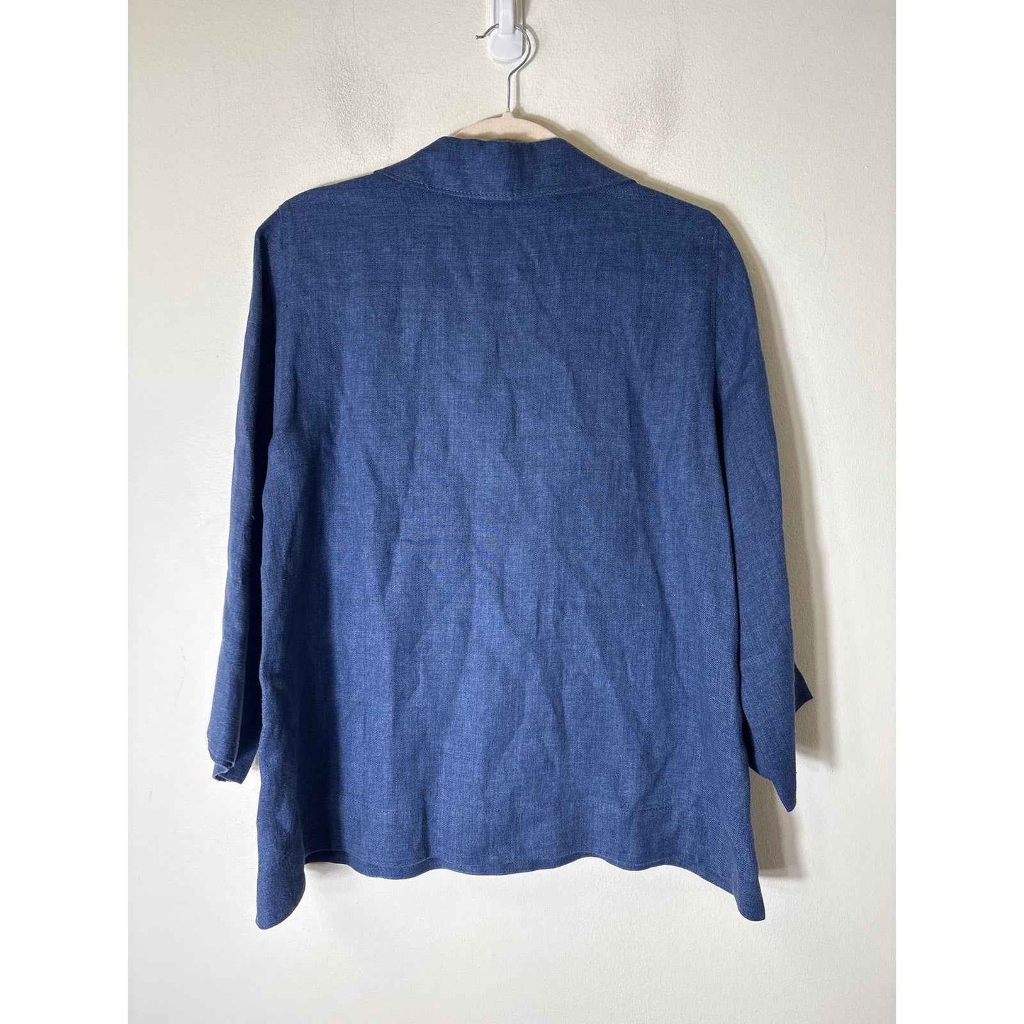 Carolina Herrera Dark Blue Linen Lace Up Long Sleeve Shirt and Pants Set Sz S/6