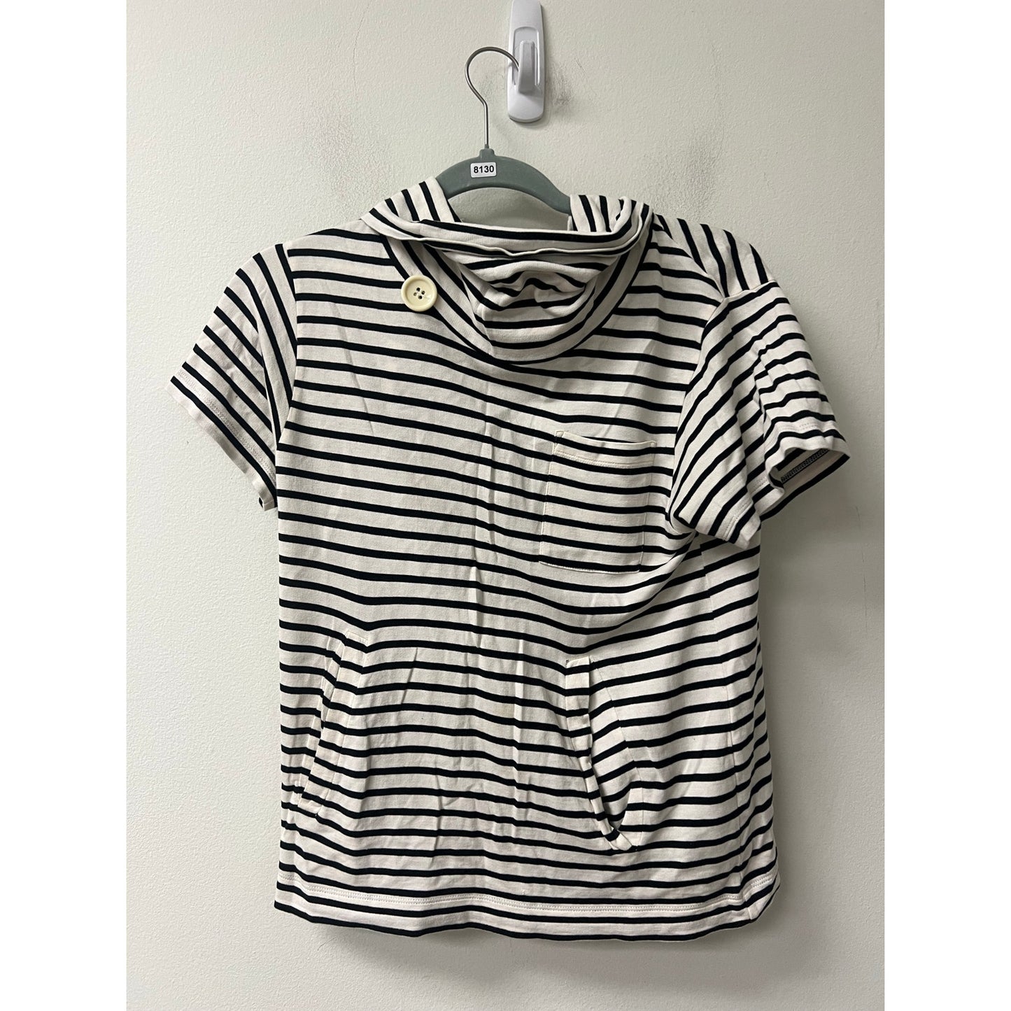 French Connection White and Black Button Up T Shirt Sz XS