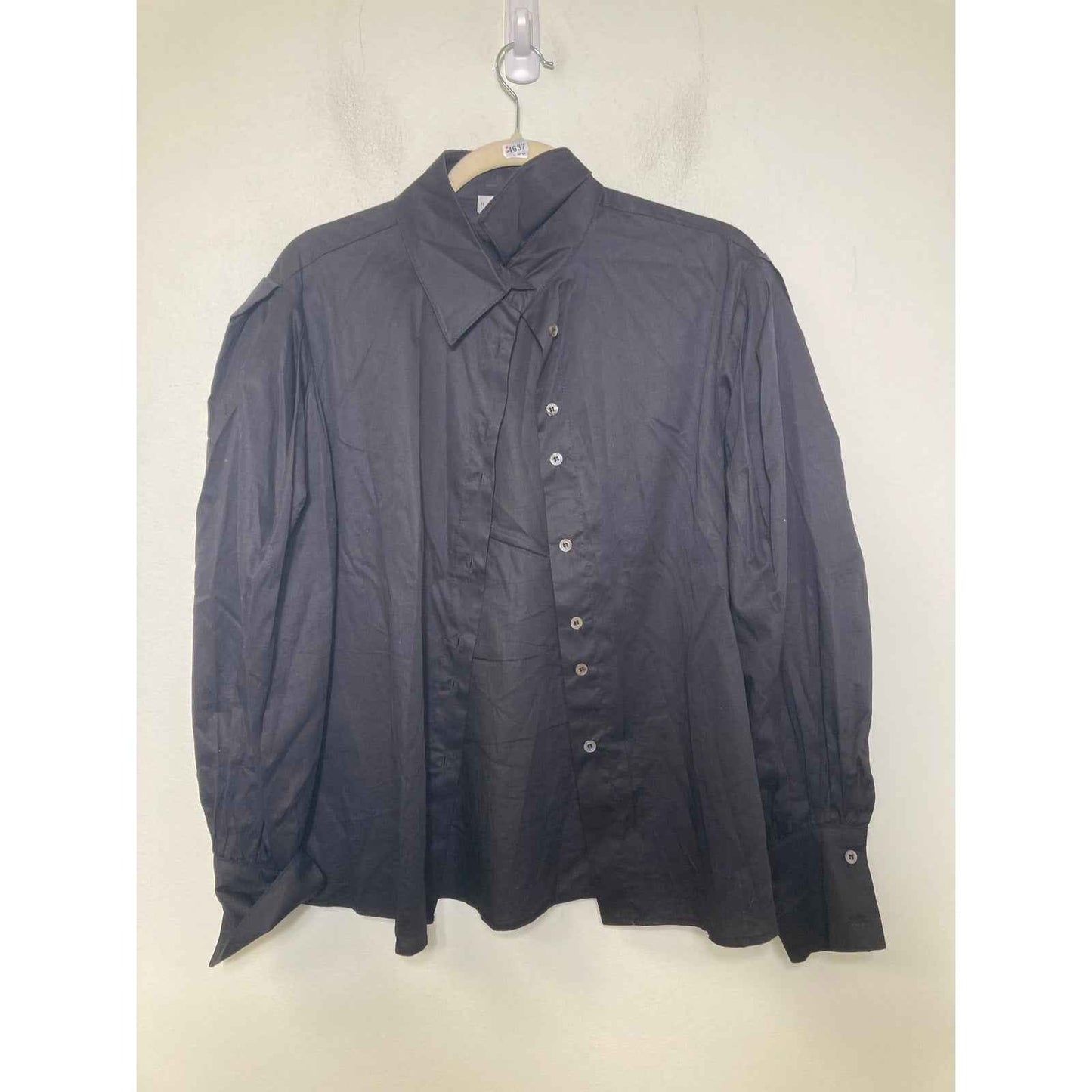 Harshman Black Button Up Puffed Sleeve Shirt Sz M