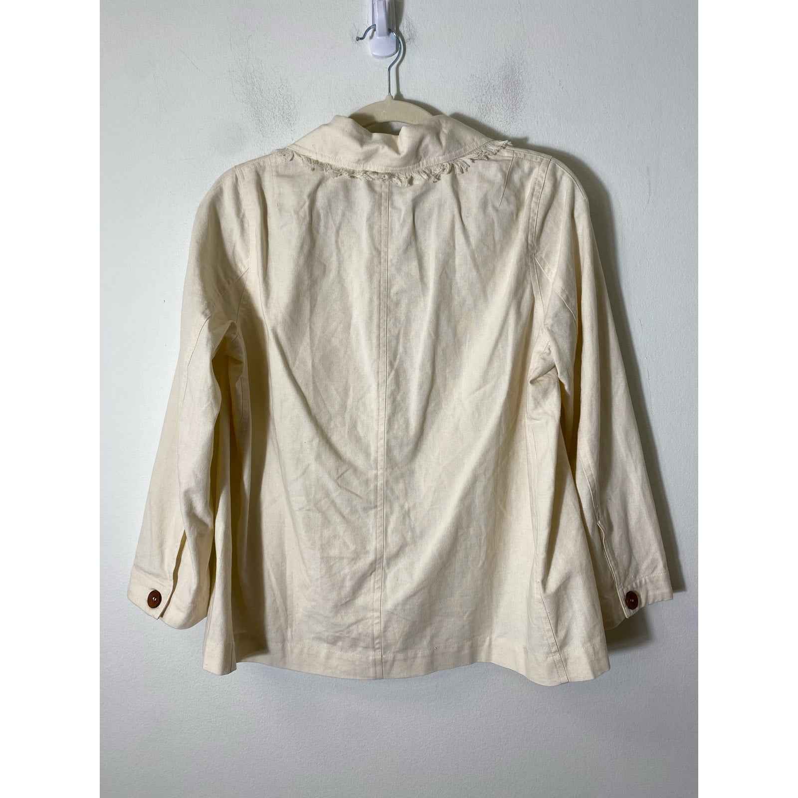 Tuckernuck Cream Linen Blend Frayed Collar Jacket Sz XS