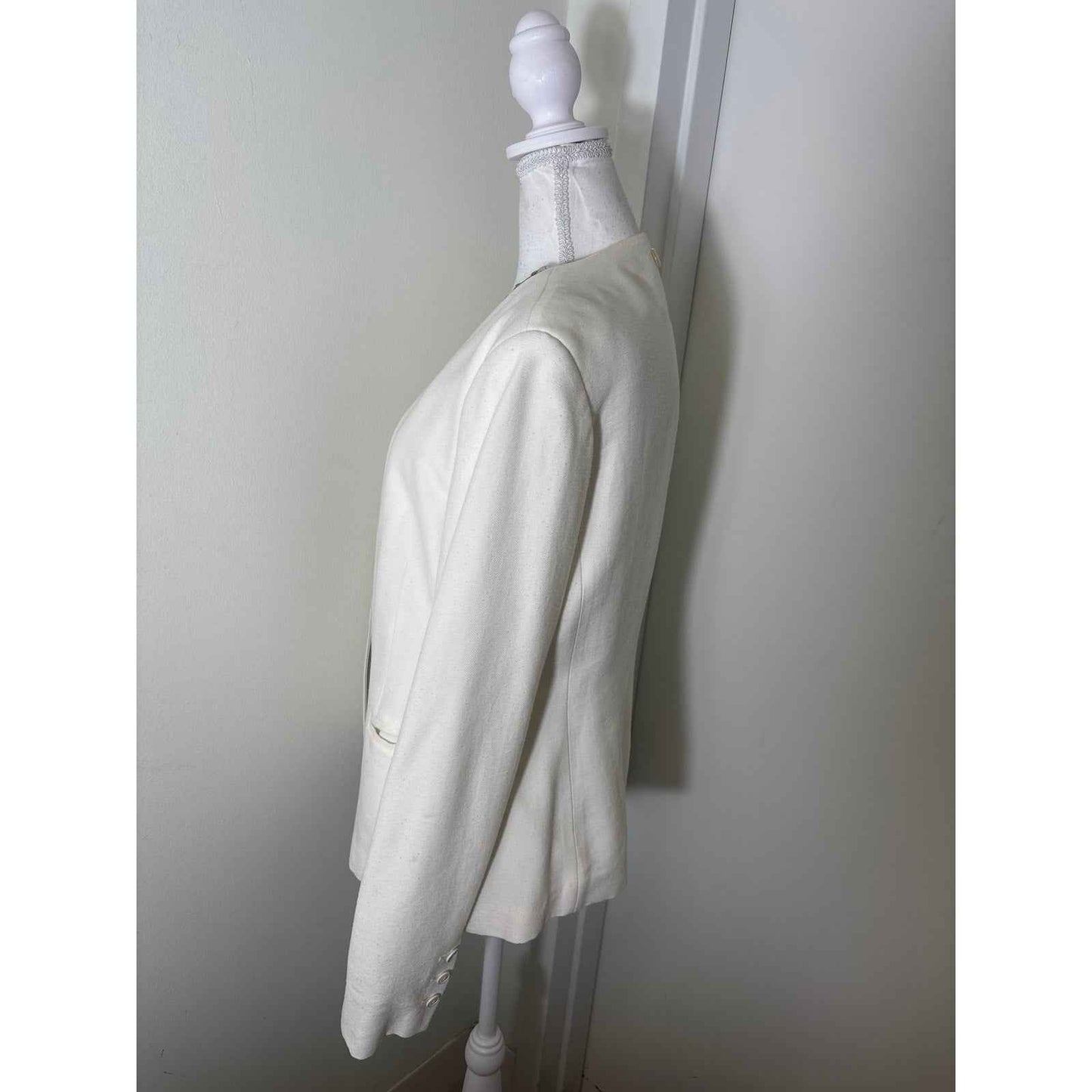 Twin-Set Off White Long Sleeve Gold Sequin Open Front Blazer Sz M