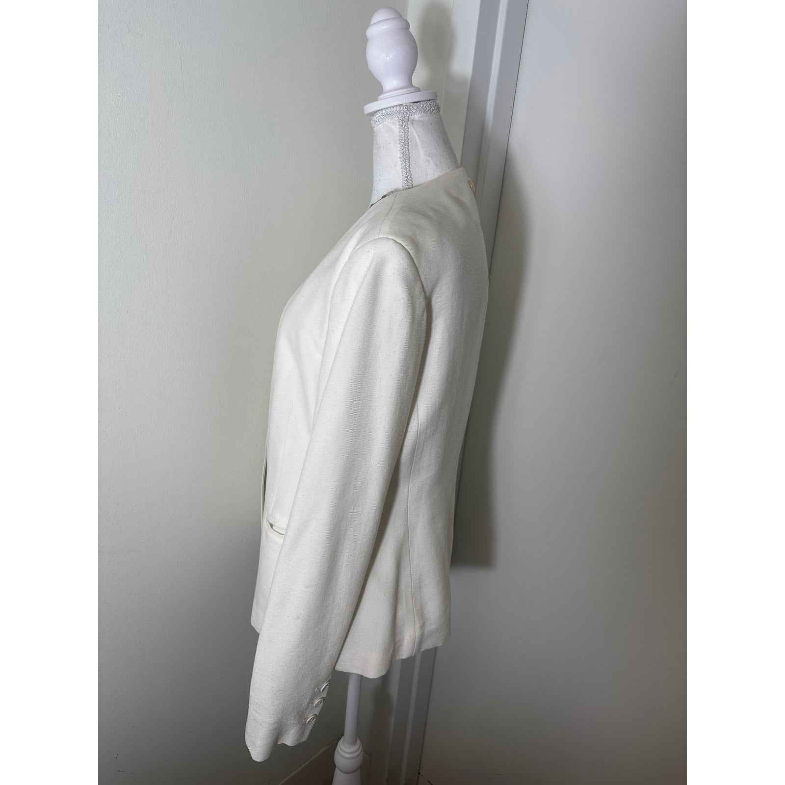 Twin-Set Off White Long Sleeve Gold Sequin Open Front Blazer Sz M