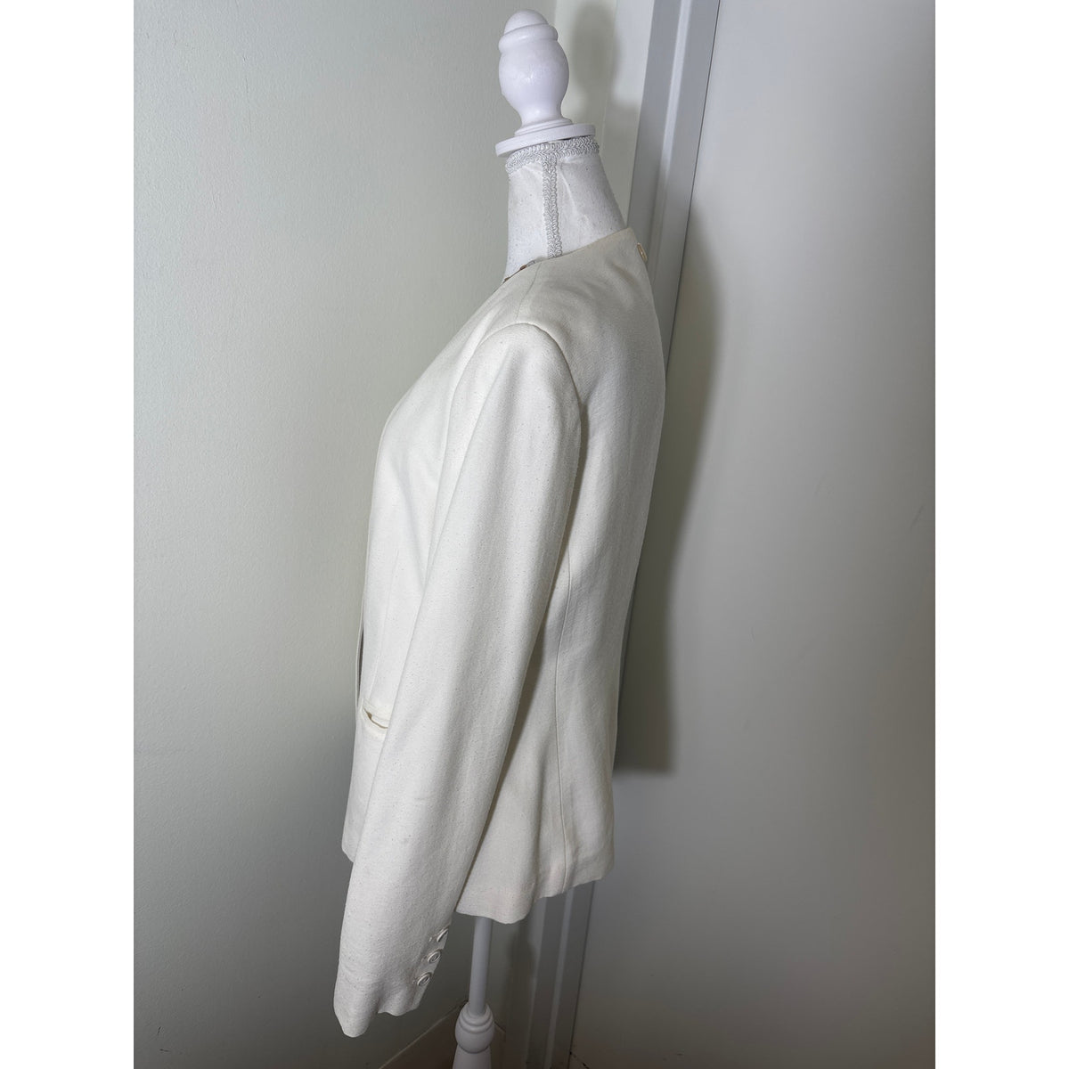 Twin-Set Off White Long Sleeve Gold Sequin Open Front Blazer Sz M