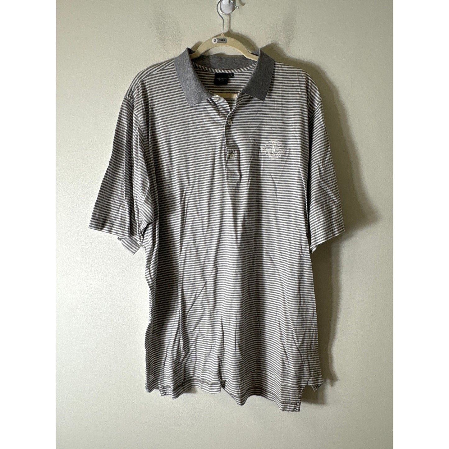 Mens Fairway & Greene Gray/White Stripe Golf Shirt Sz XXL