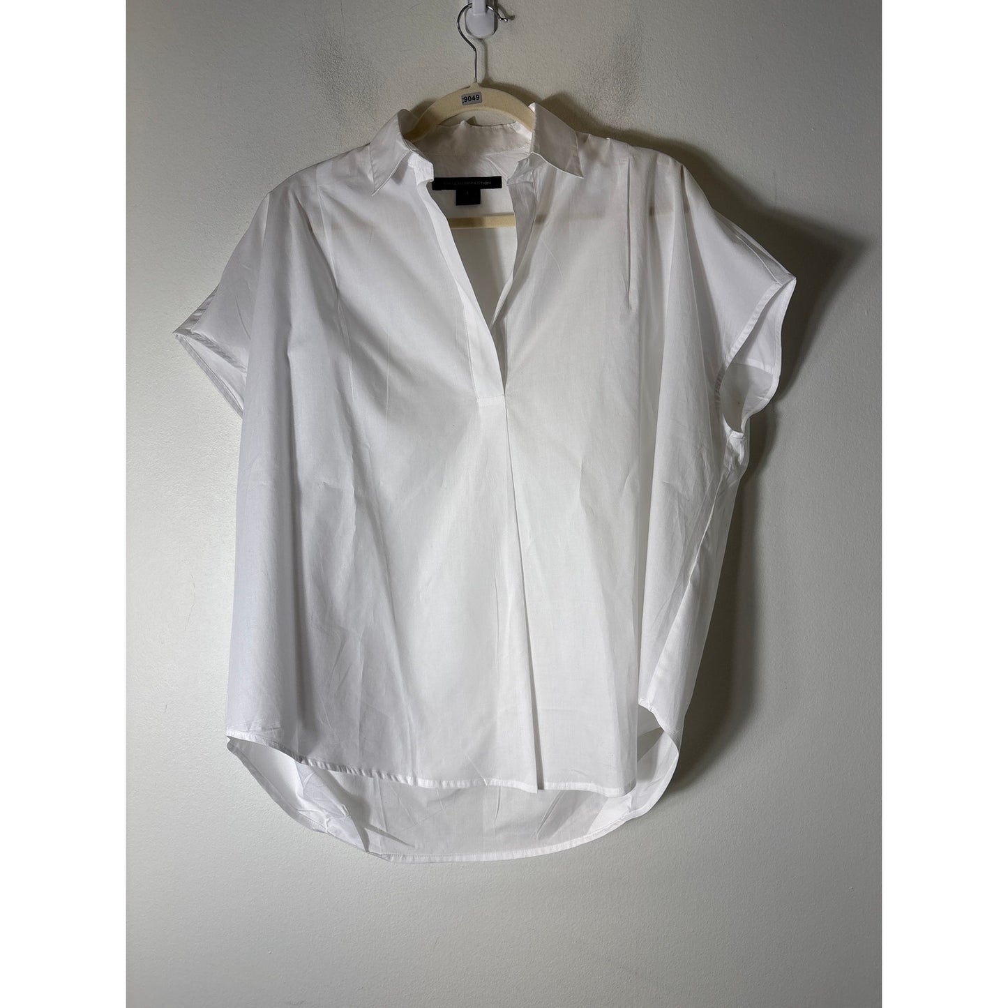 French Connection White Cotton Sleevless Collard Shirt Sz S