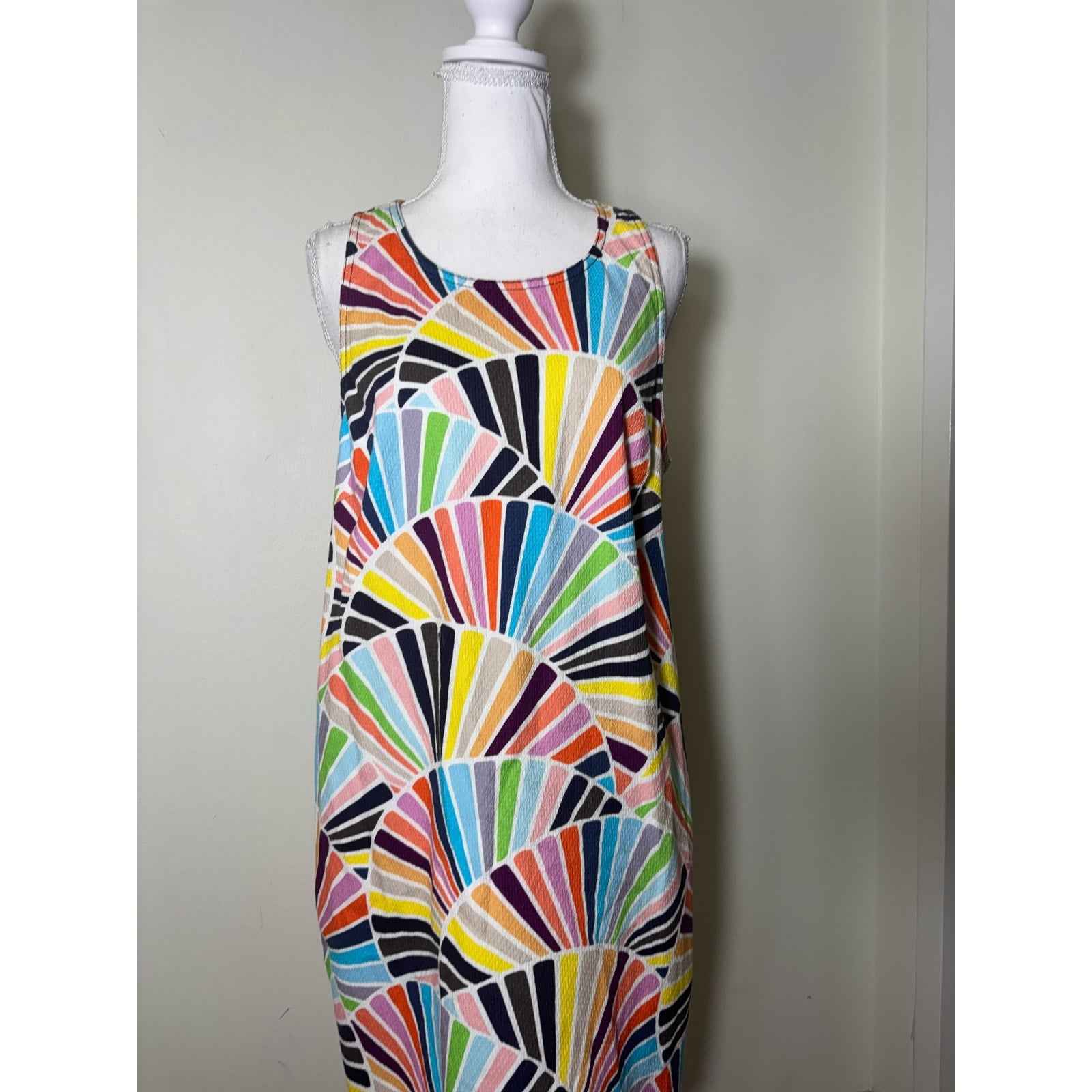 Trina Turk Multicolored Sleeveless Cotton Blend Knee Length Sz 12