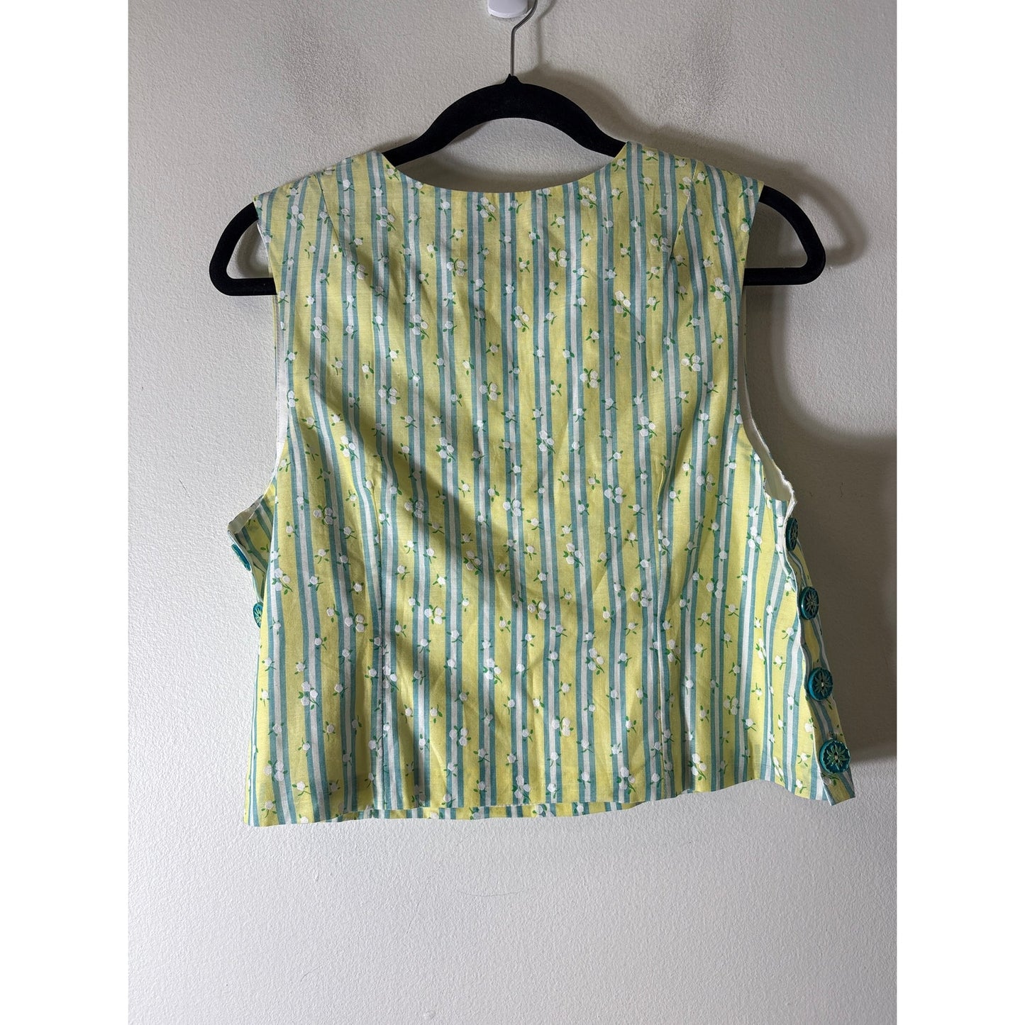 Buru Yellow and Blue Stripe Sleeveless Top Sz S