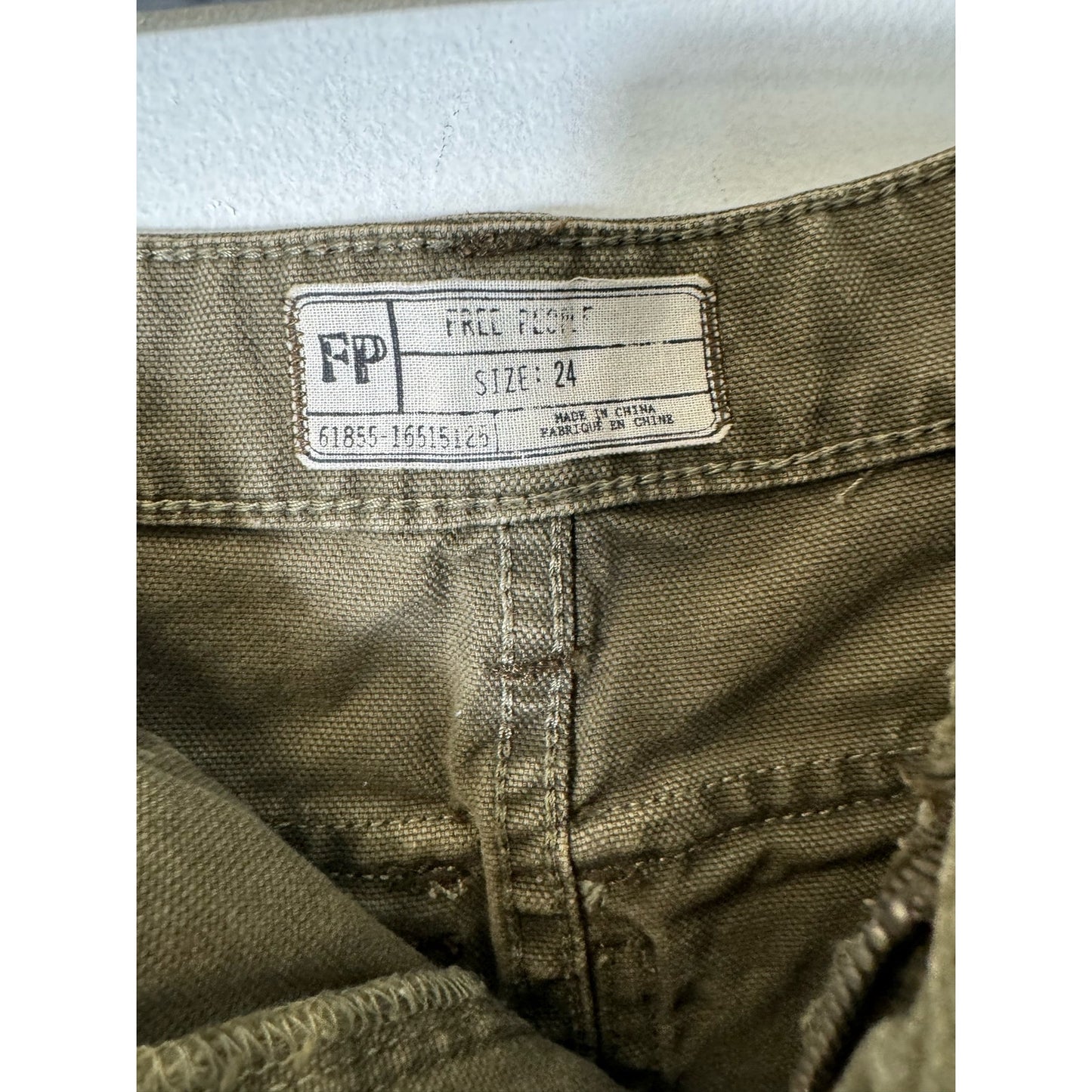 Free People Army Green Distressed  Denim Mini Skirt Sz 24