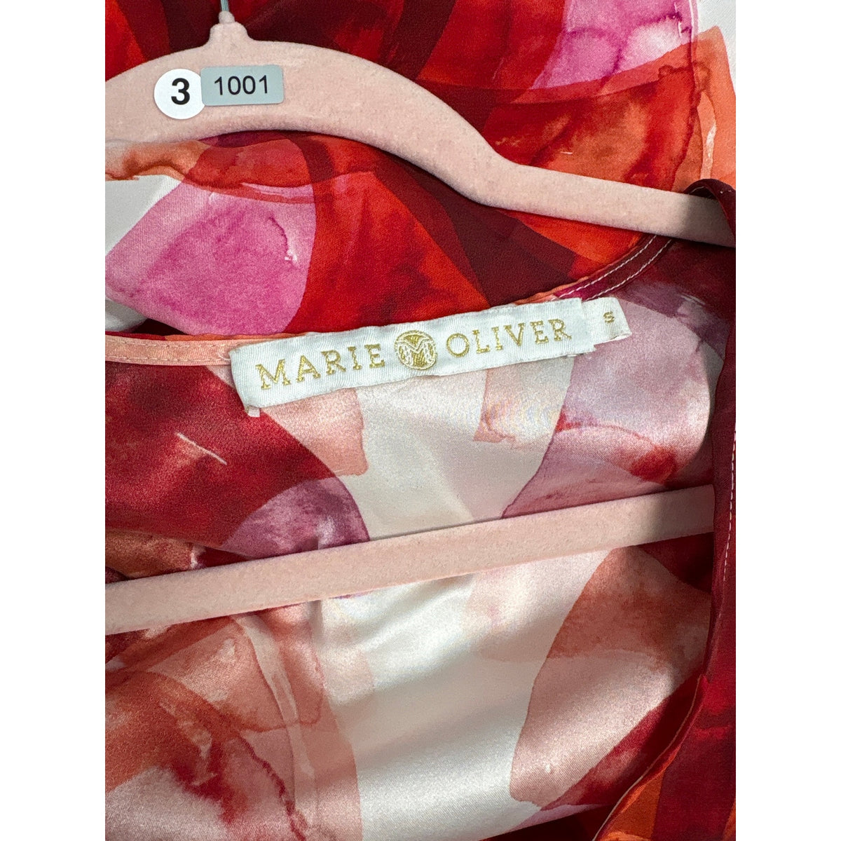 Marie Oliver Red and Pink Watercolor Caftan Sz S