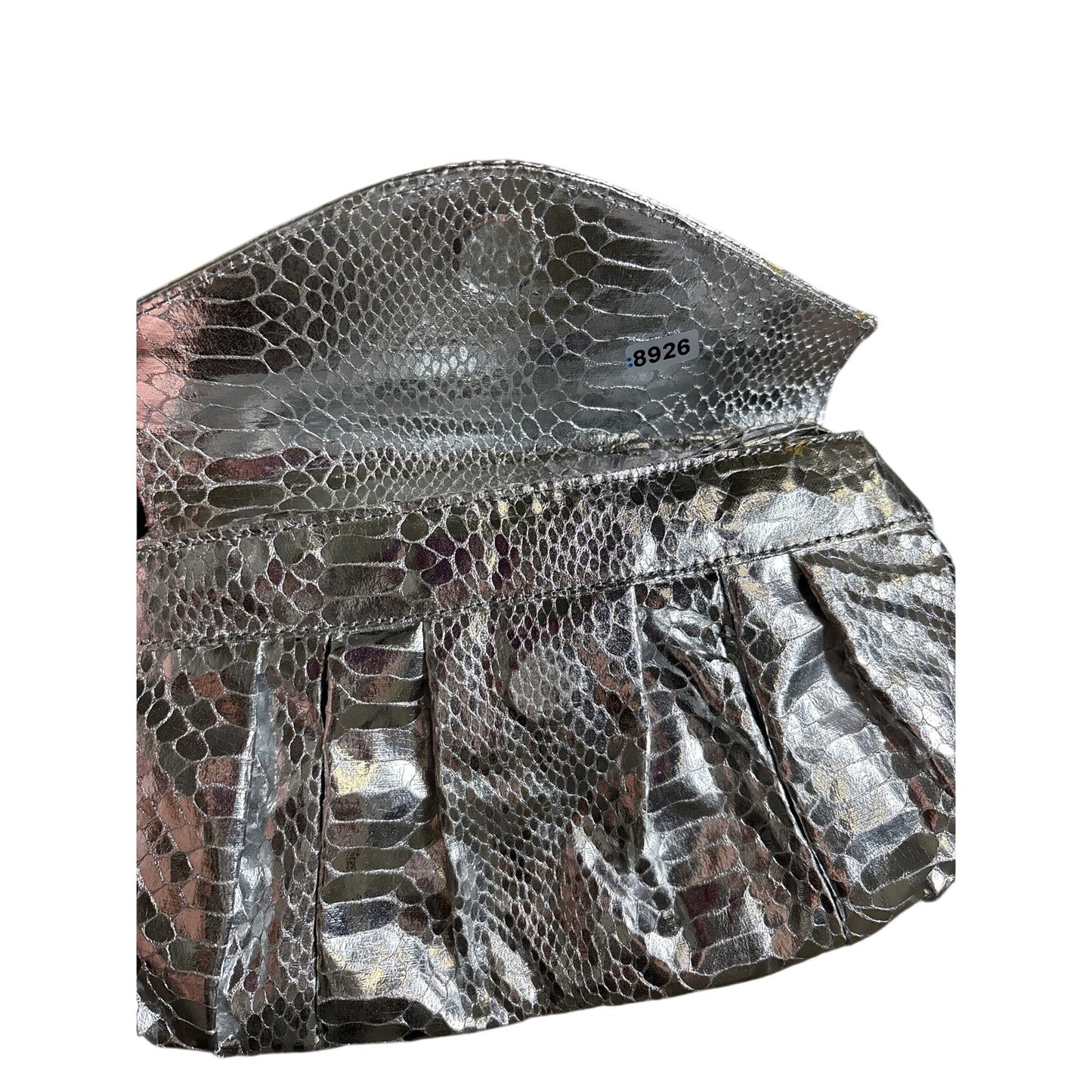 Carlos Falchi Silver Snake Skin Crossboy bag/Clutch Purse Sz 10"x6"