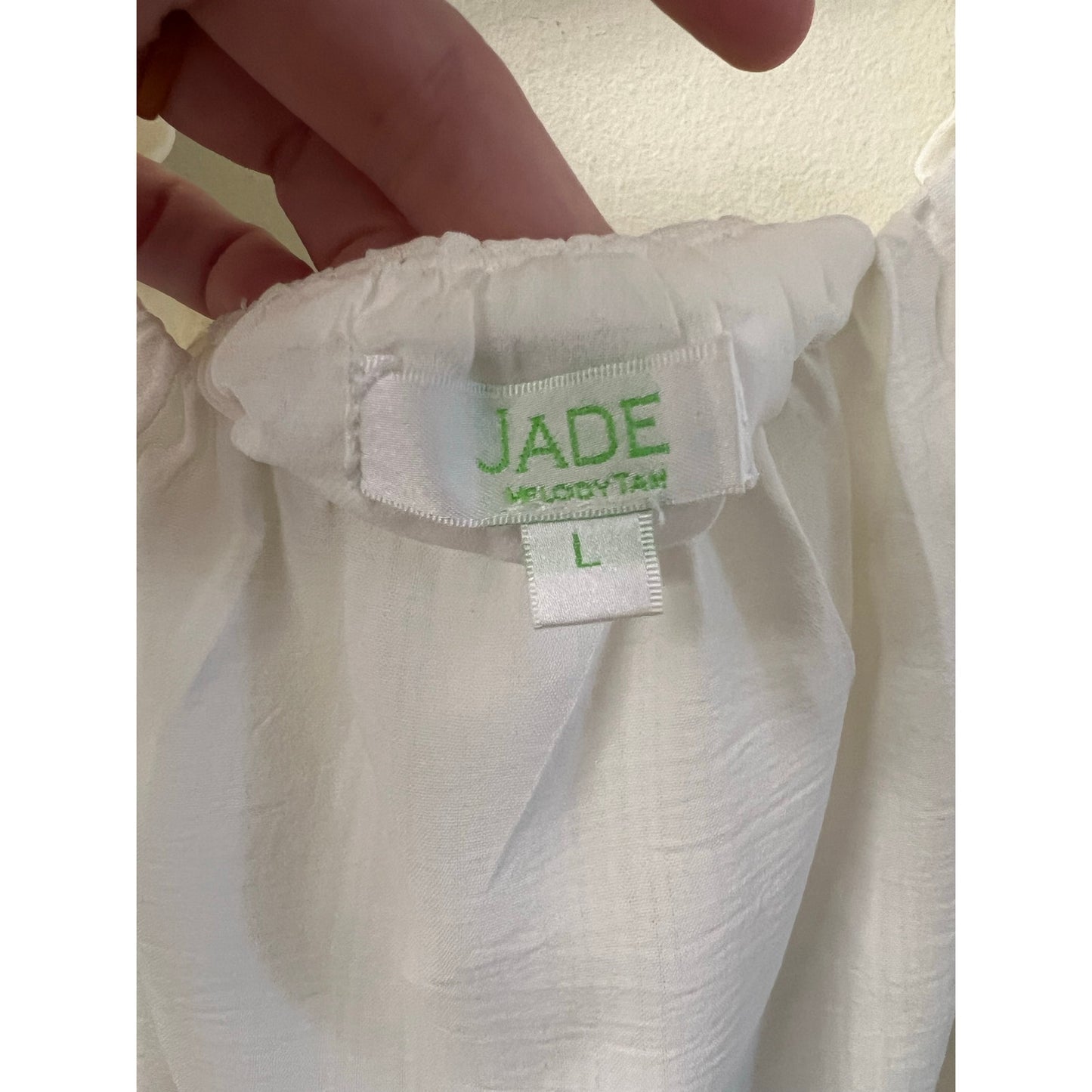 Jade White Cold Shoulder Puff Sleeve Blouse sz L