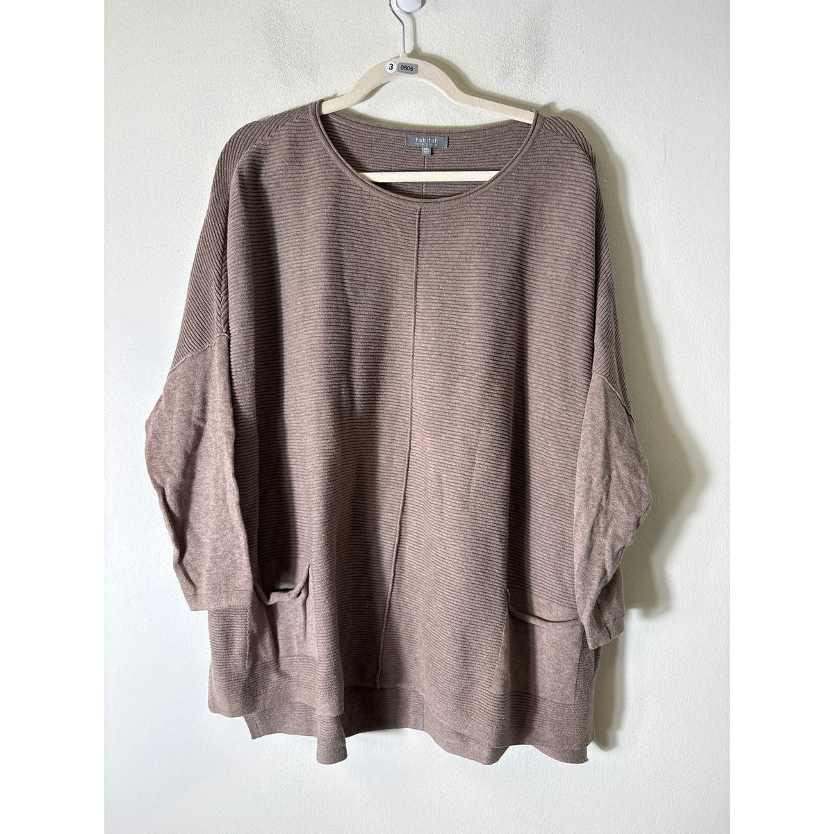 Habitat Brown Horizontal Ribbed Oversized Sweater Sz M/L