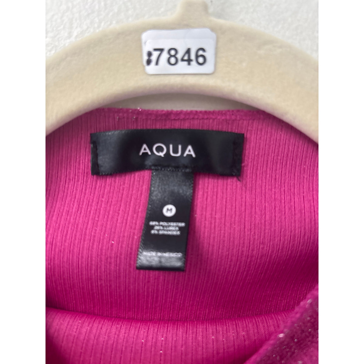 Aqua Hot Pink Long Sleeve Sparkly Funnel Neck Top Sz M
