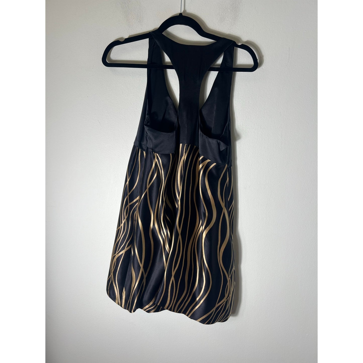 Sally Tseng Black Gold Racerback Bubble Mini Dress Sz S