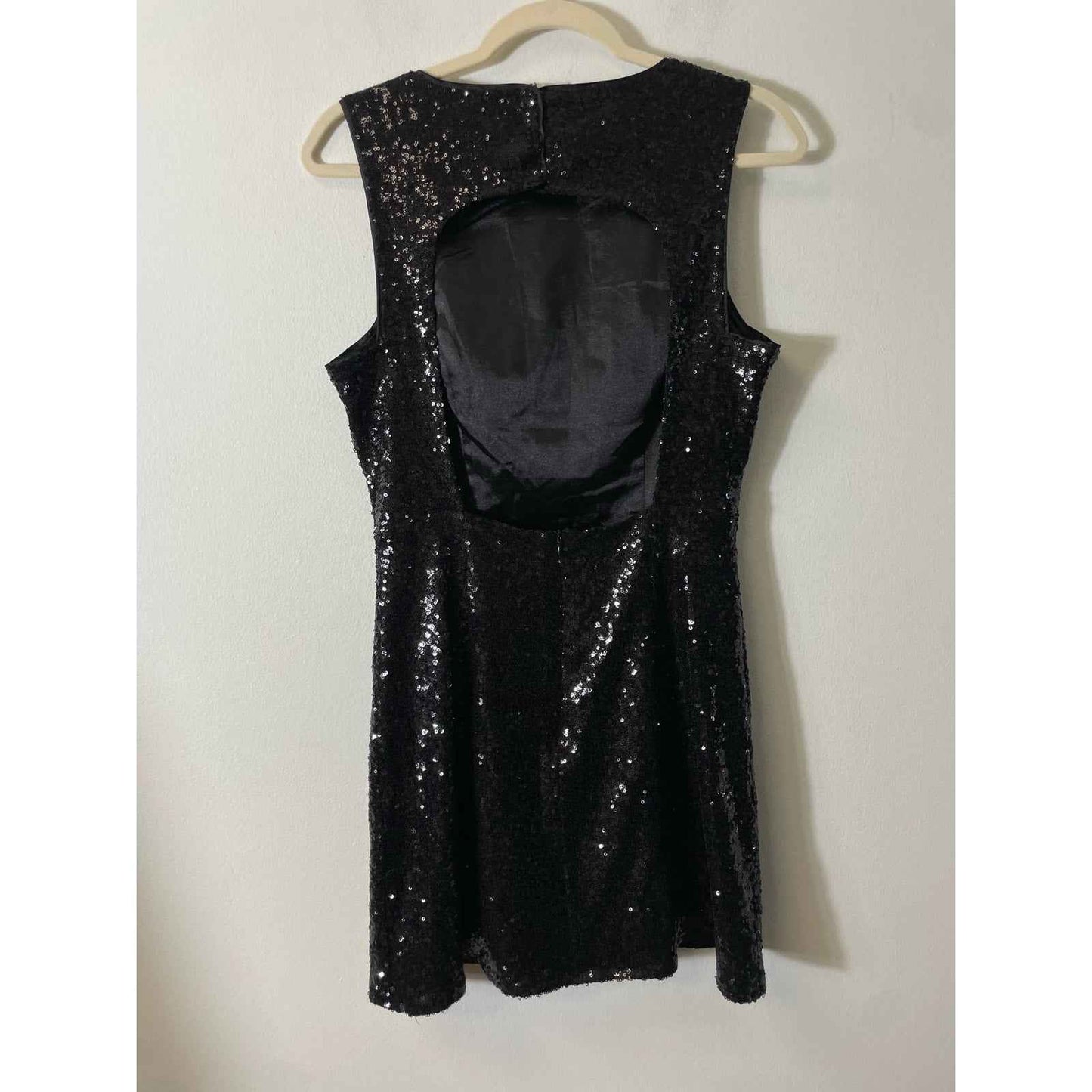 Esley Black sequined Mini Backless Dress Sz L