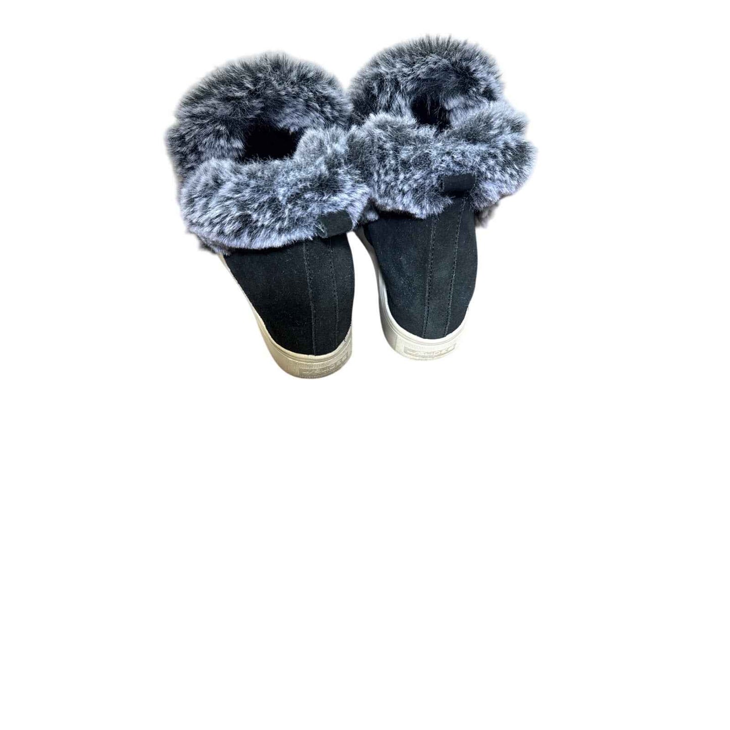 J. Slides Black Leather Fur Lined Pull On Booties Sz 8