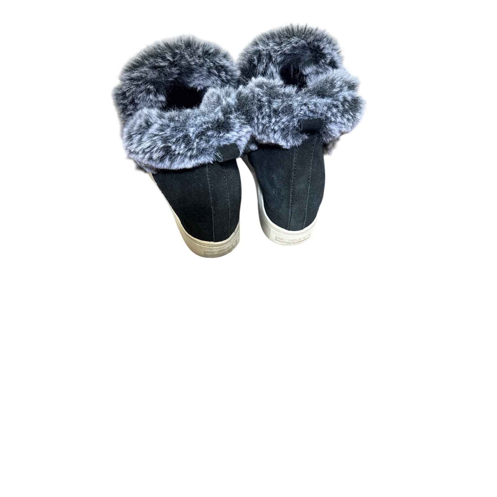 J. Slides Black Leather Fur Lined Pull On Booties Sz 8