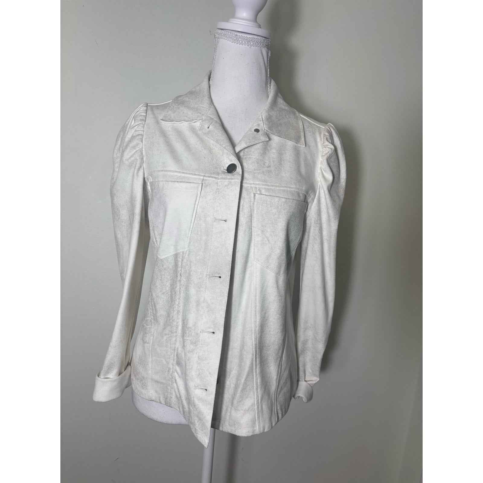 Drew White with Silver Creases Ligthweight Jacket Sz S