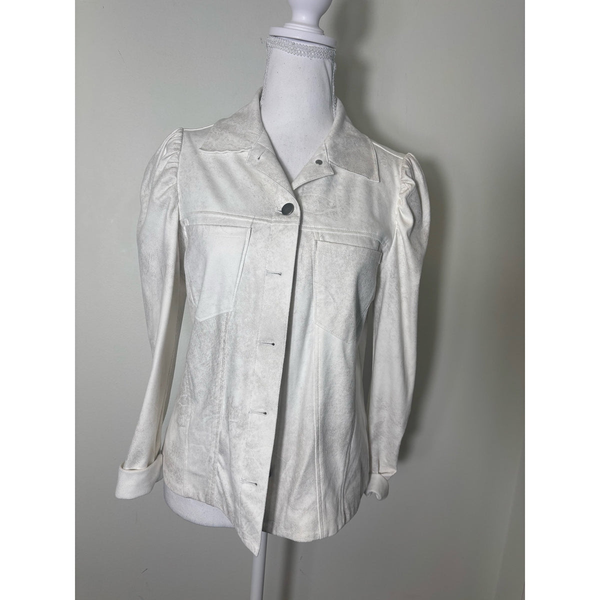 Drew White with Silver Creases Ligthweight Jacket Sz S