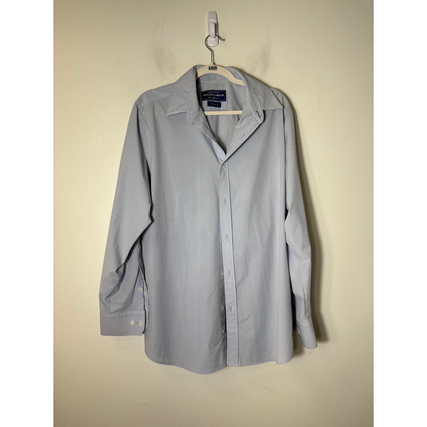 Men's Mizzen + Main Pale Blue Long Sleeve Button Up Dress Shirt Sz XL