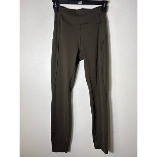 Lululemon Dark Green Gray Athletic Leggings Sz 4