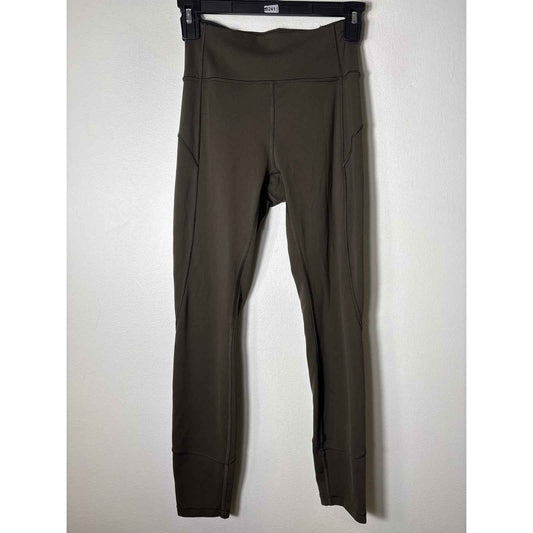 Lululemon Dark Green Gray Athletic Leggings Sz 4