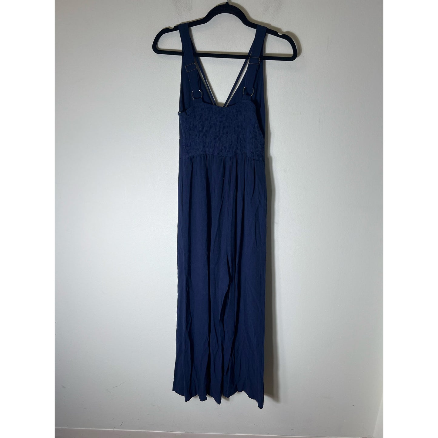 No Brand Navy Blue Linen Blend Romper Overalls Sz S