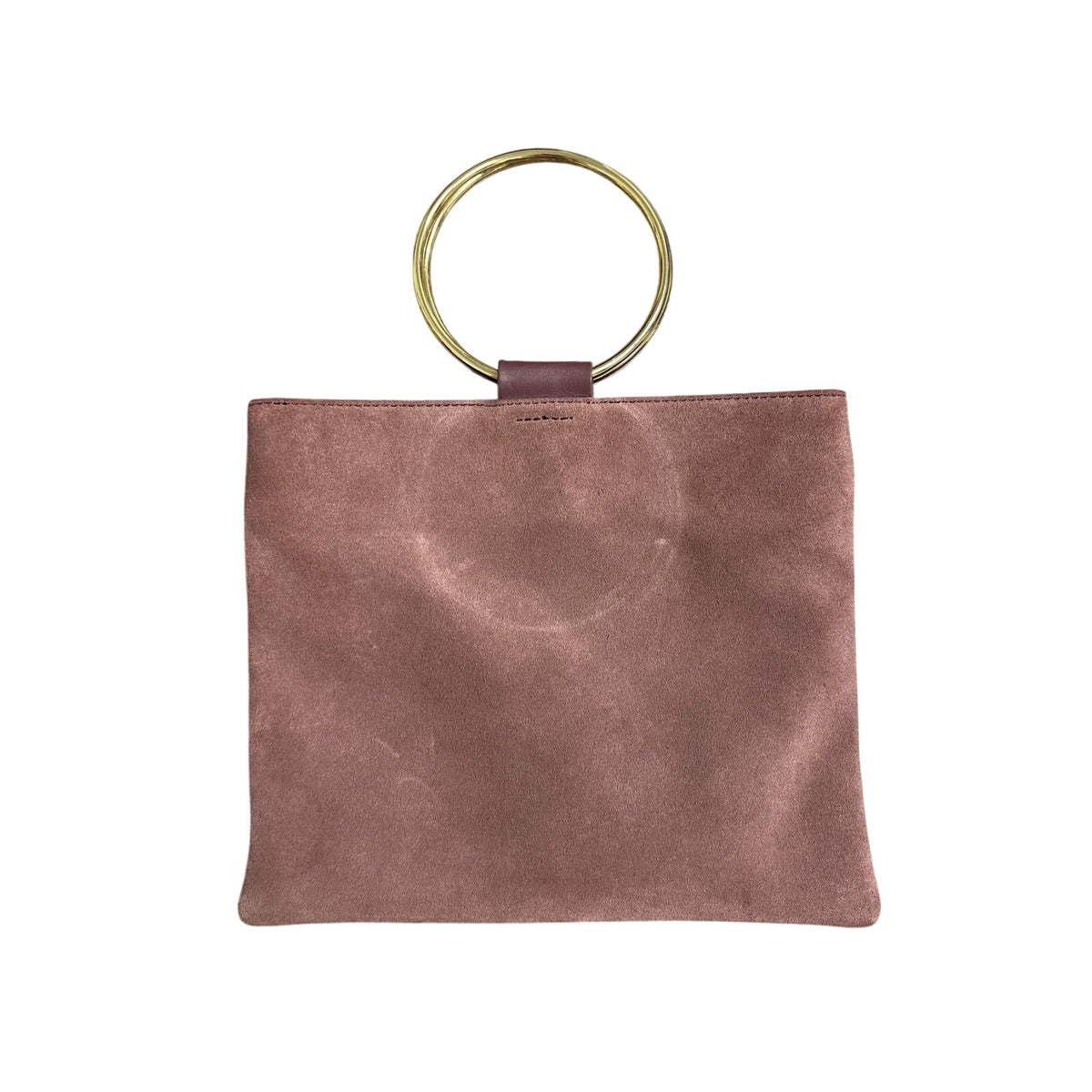 Thacker Plum Suede Gold Ring Purse Sz 9.5" X 8"