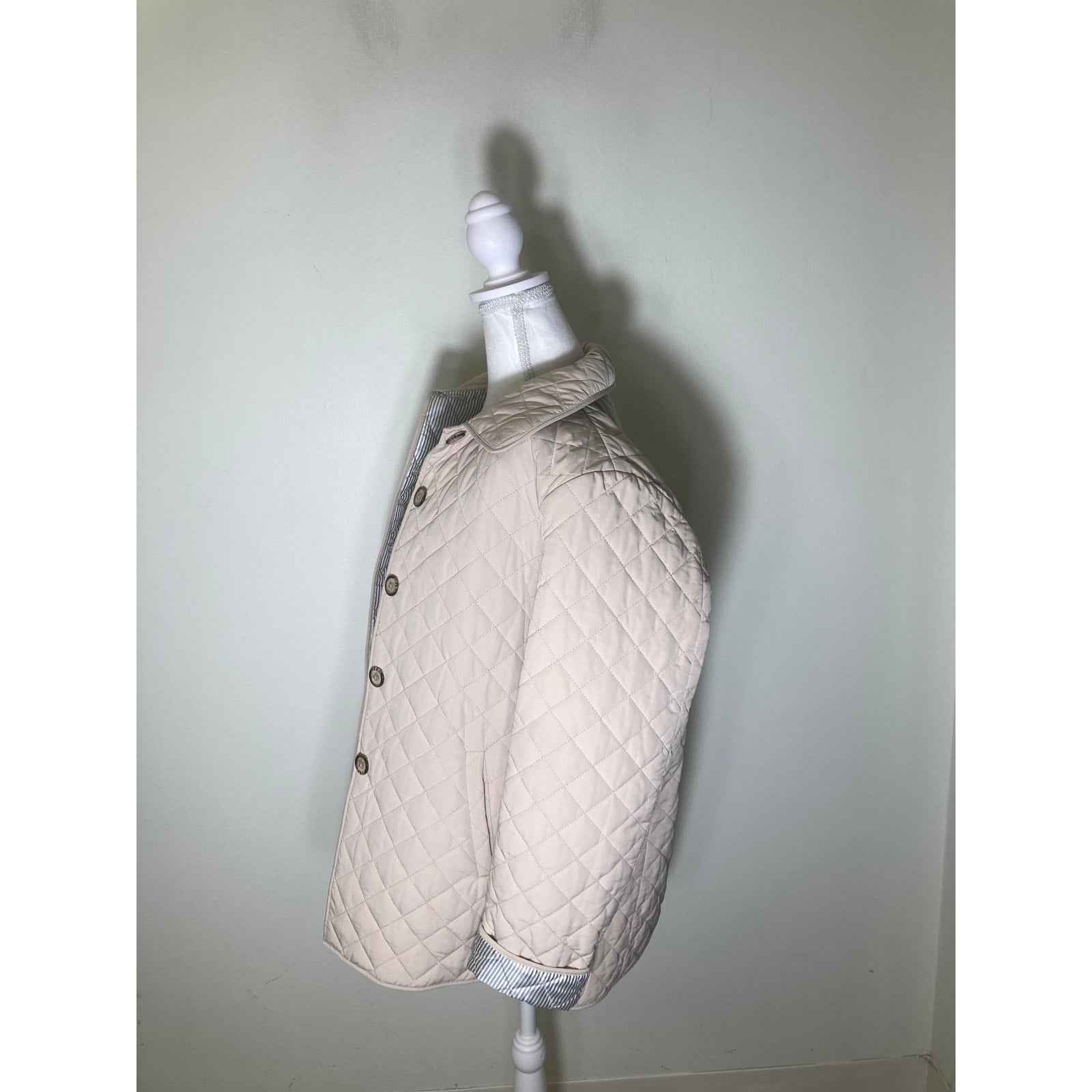 Jane Post Tan Quilted Long Sleeve Button Up Coat Sz L