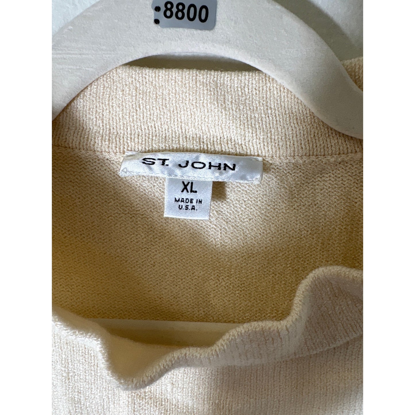 St. John Cream Cropped Sweater Sleeveless Top Sz XL