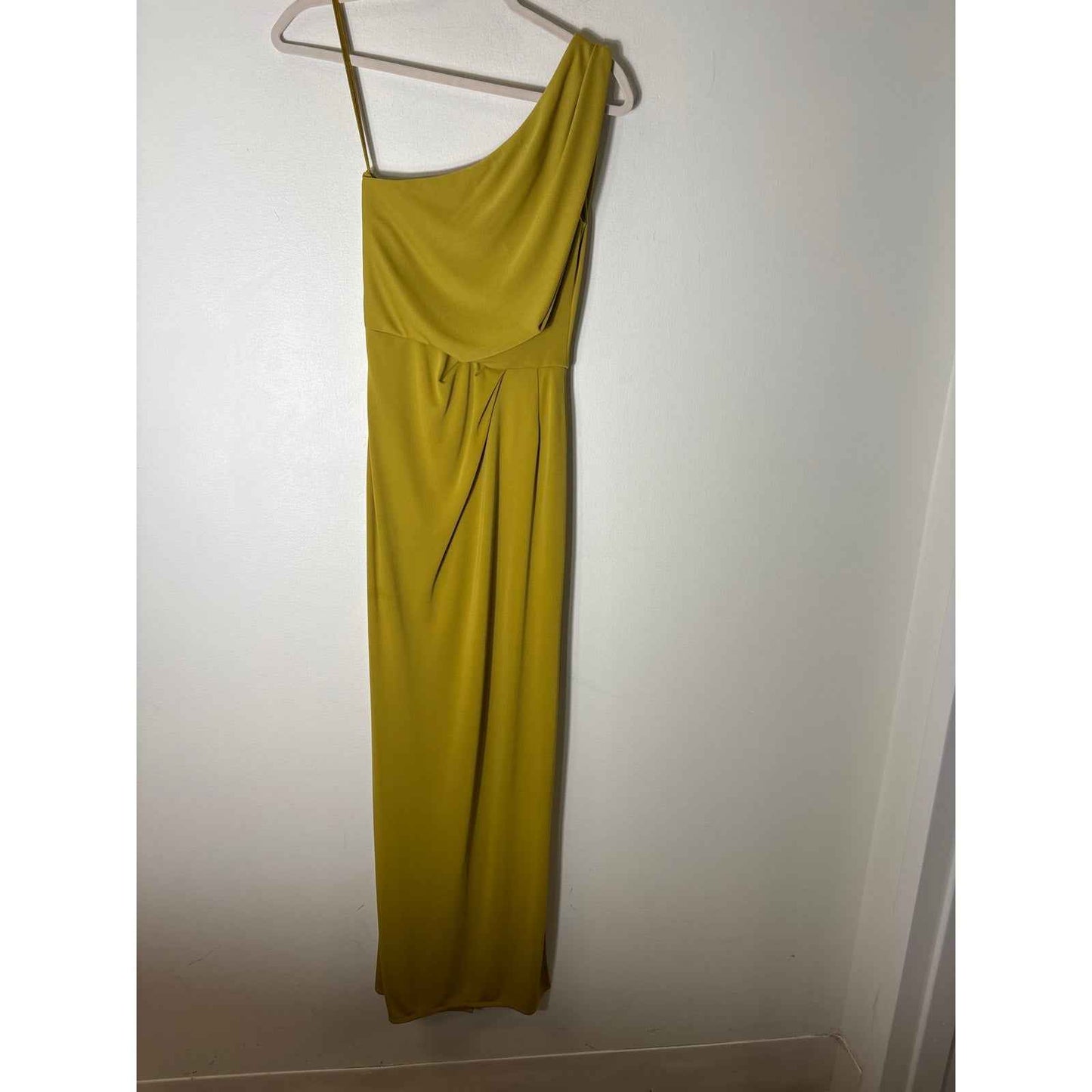 BCBG Yellow One Shoulder Floor Length Gown Sz XS