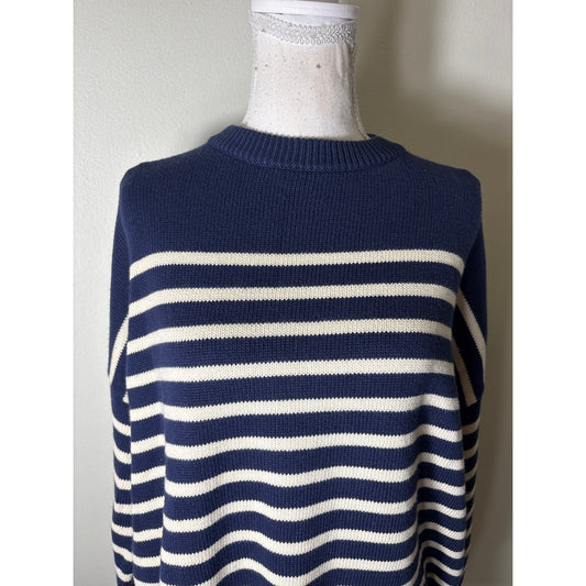 NWT Minnow Navy and Cream Stripe Knit Sweater Sz XL