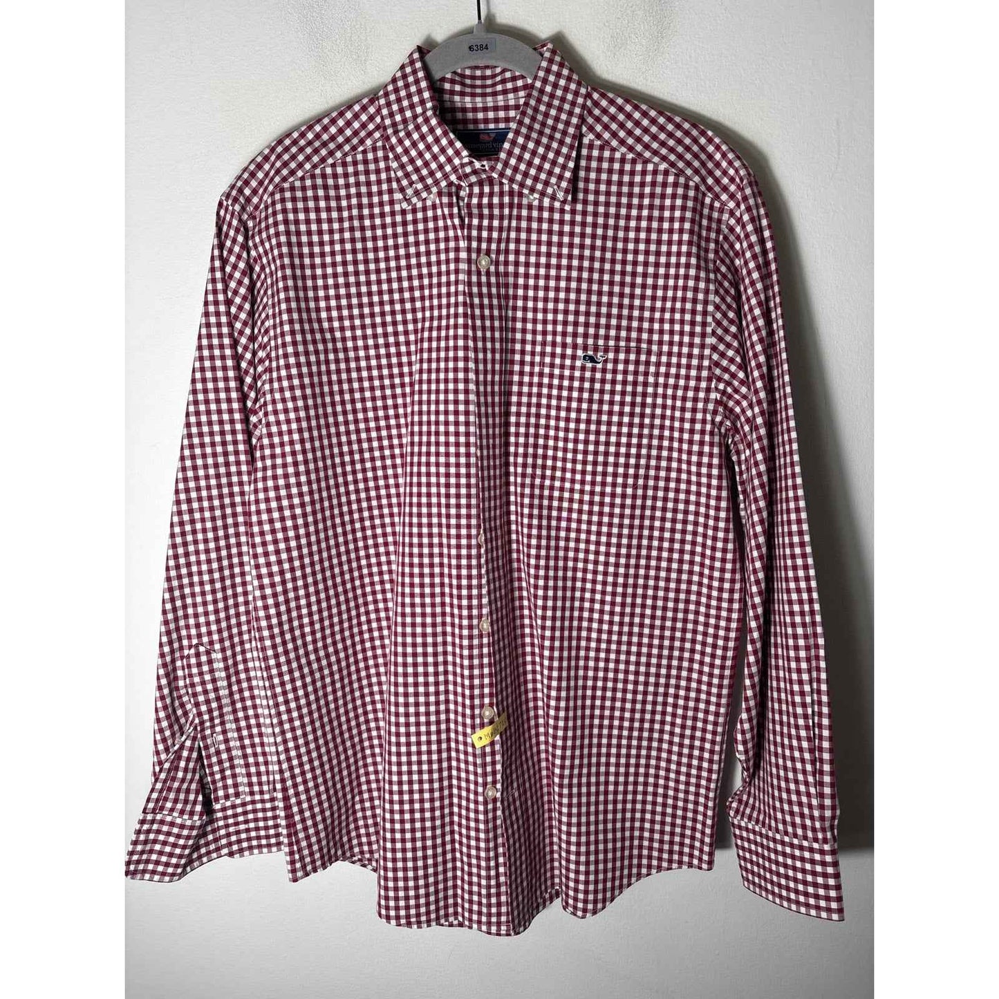 Men's Vineyard Vines Brick Red and White Check Tucker Shirt Sz M