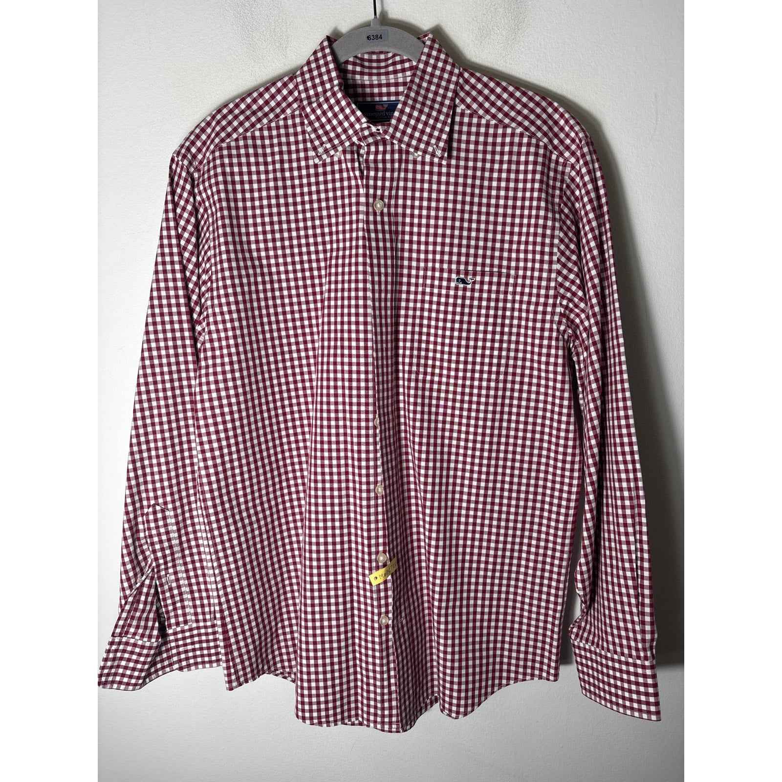 Men's Vineyard Vines Brick Red and White Check Tucker Shirt Sz M