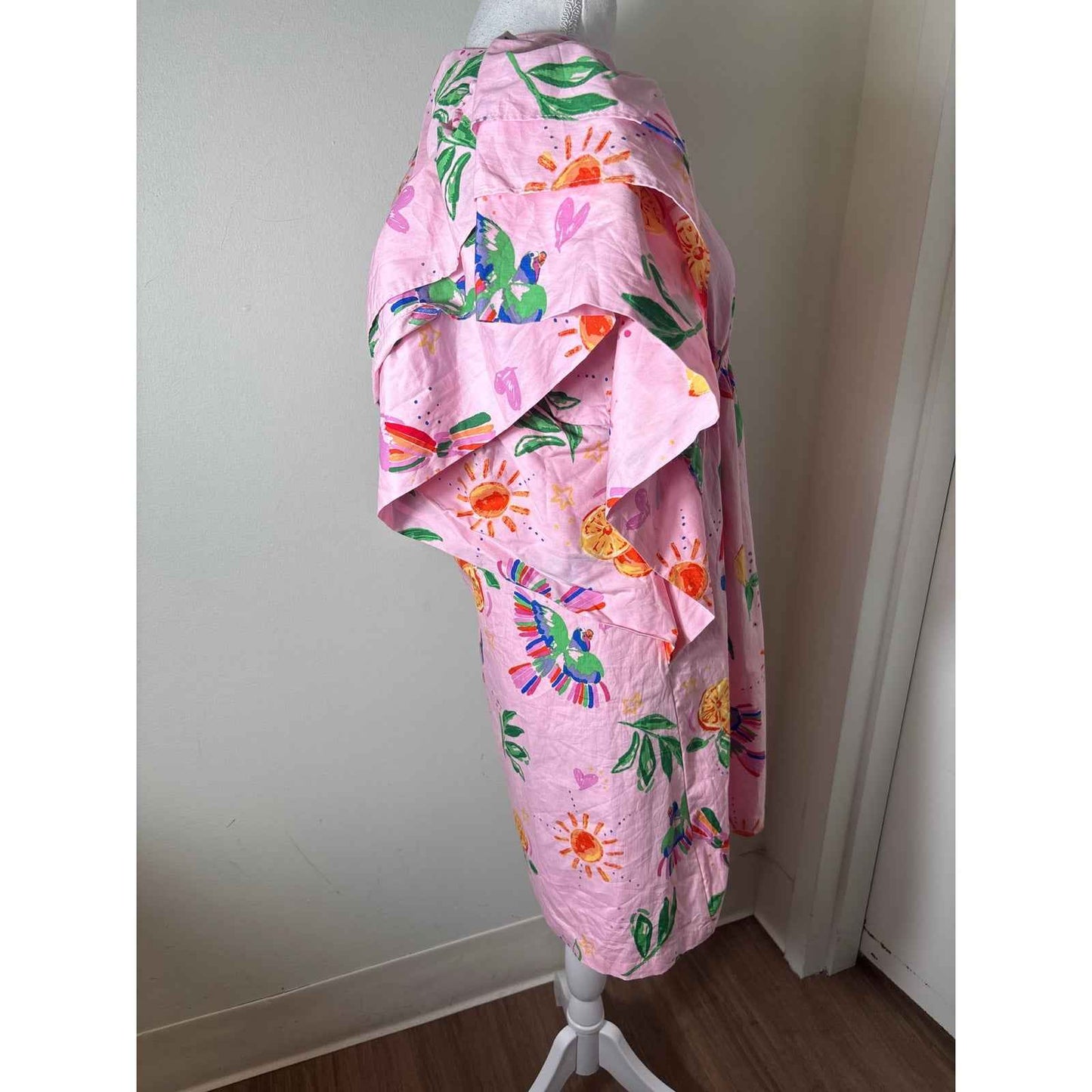 NWT Karlie Pink Tuscan Fruit Cotton Mini Dress Sz S