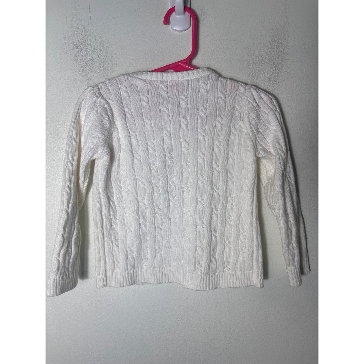 Girls VIntage J. Khaki Kids White Knit long Sleeve Sweater Sz 2T