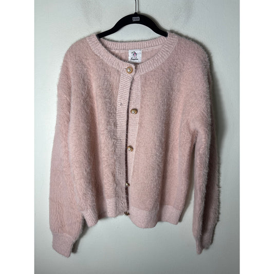 B Bungalows Pale Pink Long Sleeve Button Up Cardigan Sz La