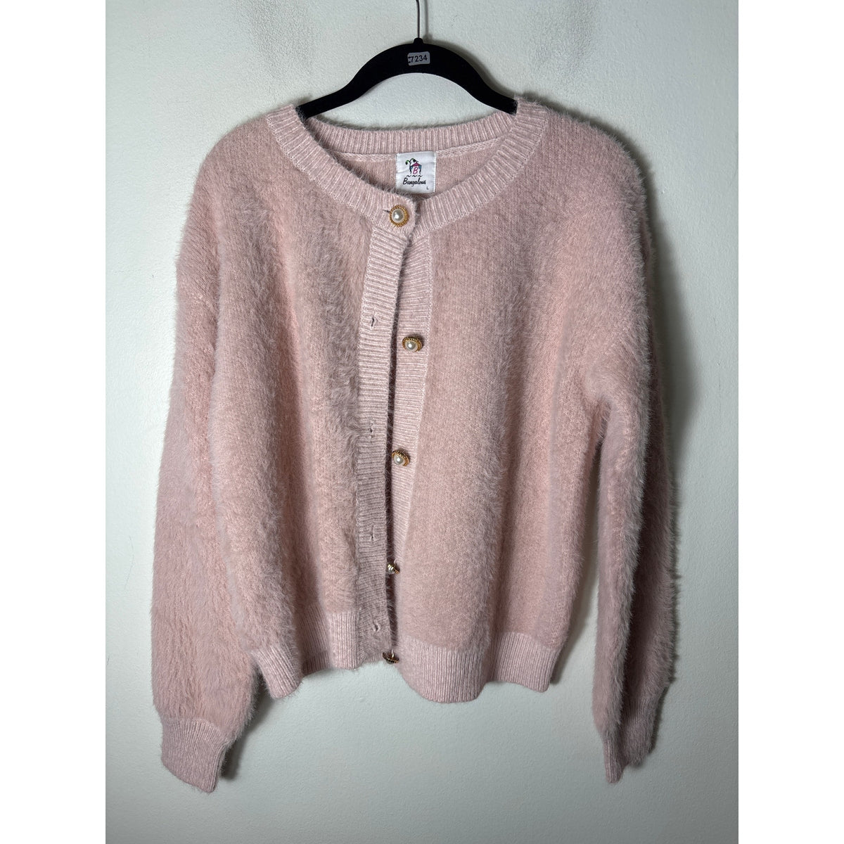 B Bungalows Pale Pink Long Sleeve Button Up Cardigan Sz La