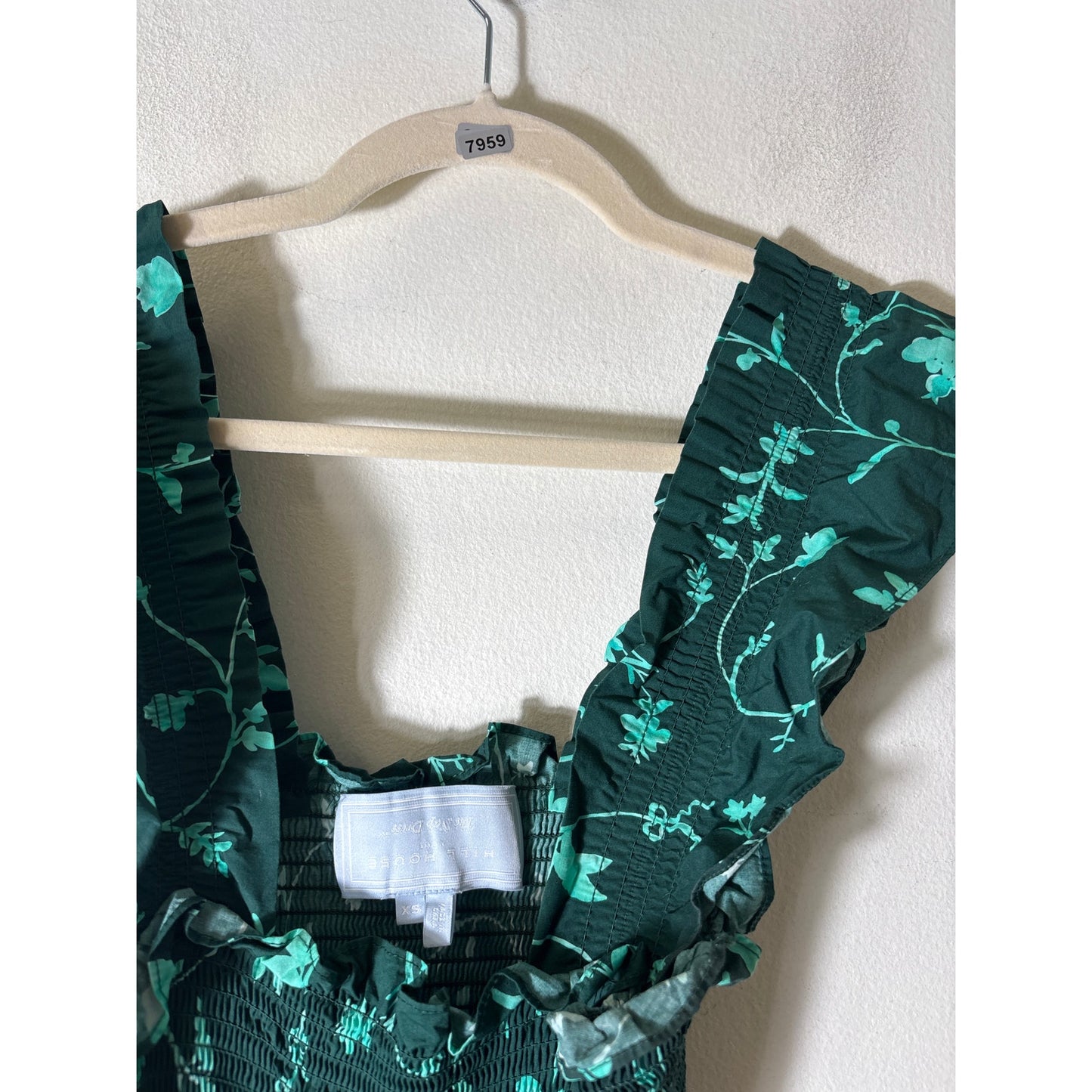 Hill House The Nap Dress Dark Green Cotton Maxi Dress Sz XS