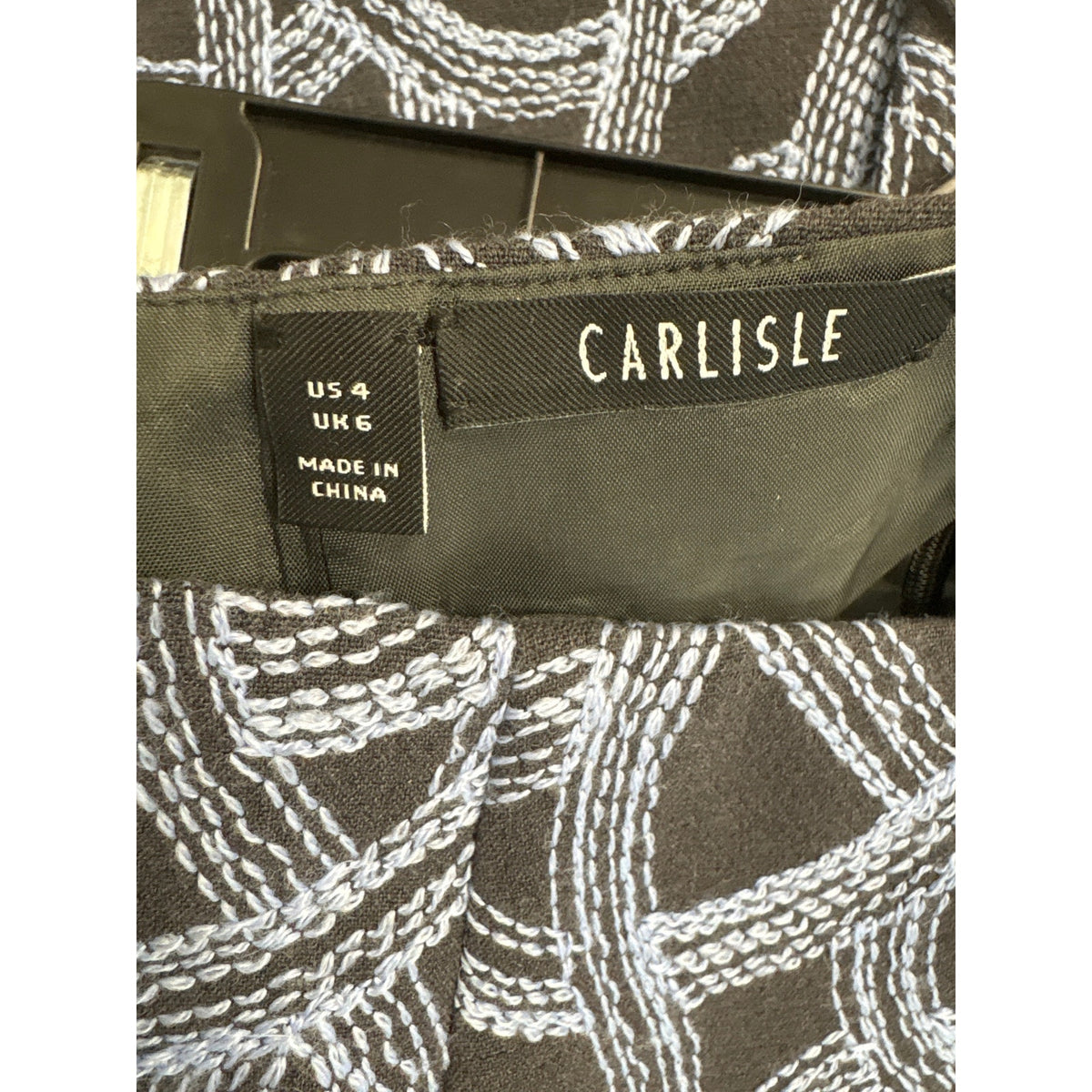 Carlisle Black With Blue Embroidery Knee length Skirt Sz 4