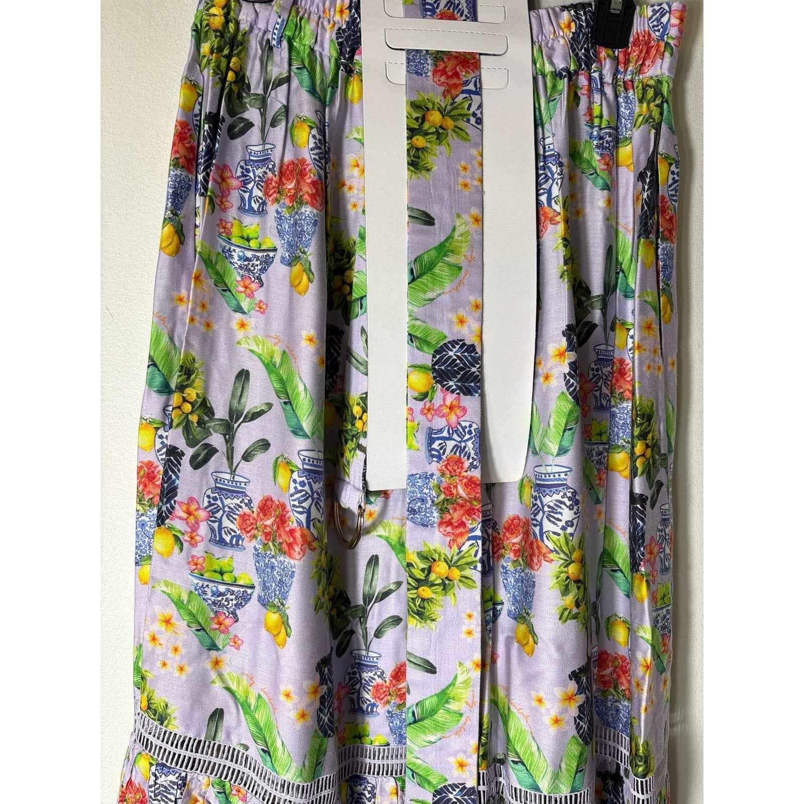 Emily Lovelock Purple Lemon and Lime Maxi Skirt Sz 6/8