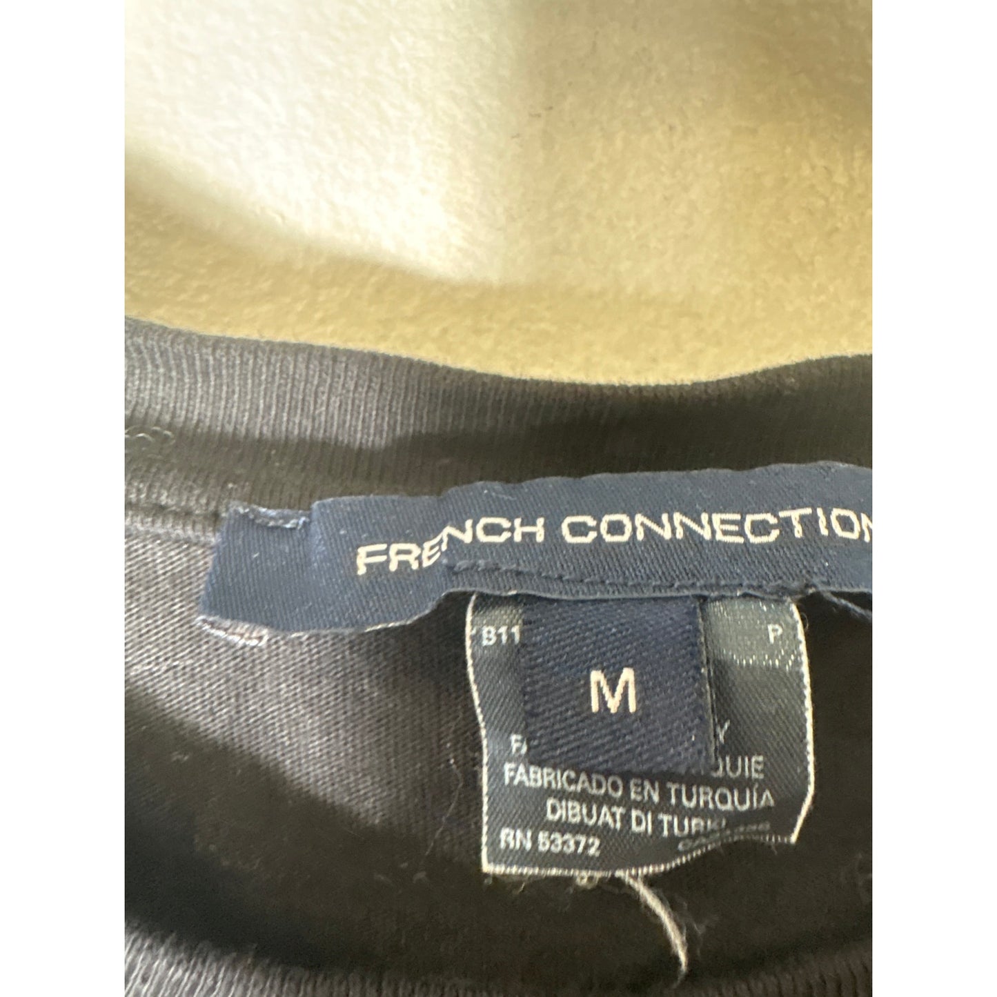 French Connection Black Puff Sleeve Tee Sz M