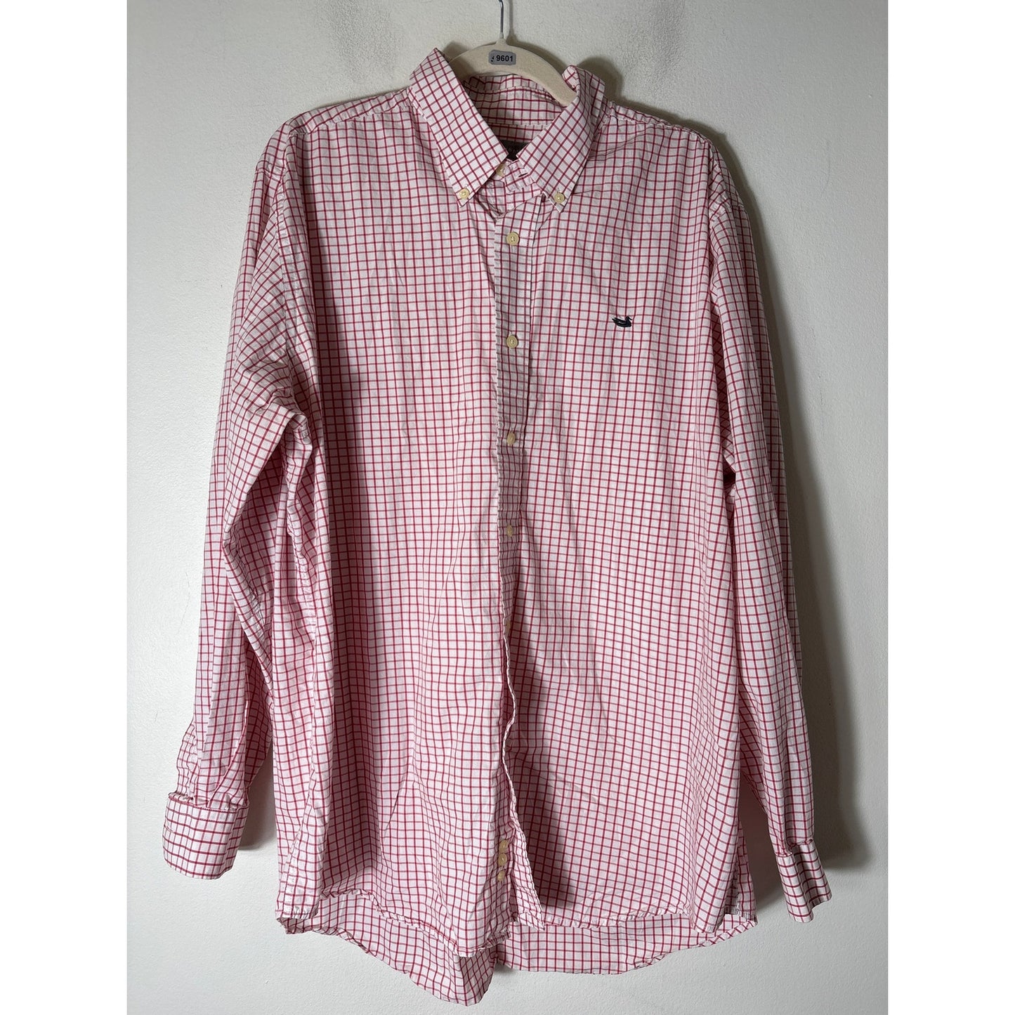 Men's Southern Marsh Red and White Plaid Long Sleeve Cotton Shirt sz XL