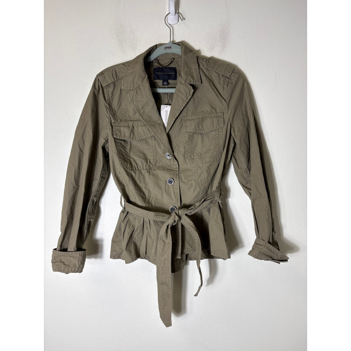 NWT Banana Republic Olive Green Long Sleeve Cropped Jacket Sz 4