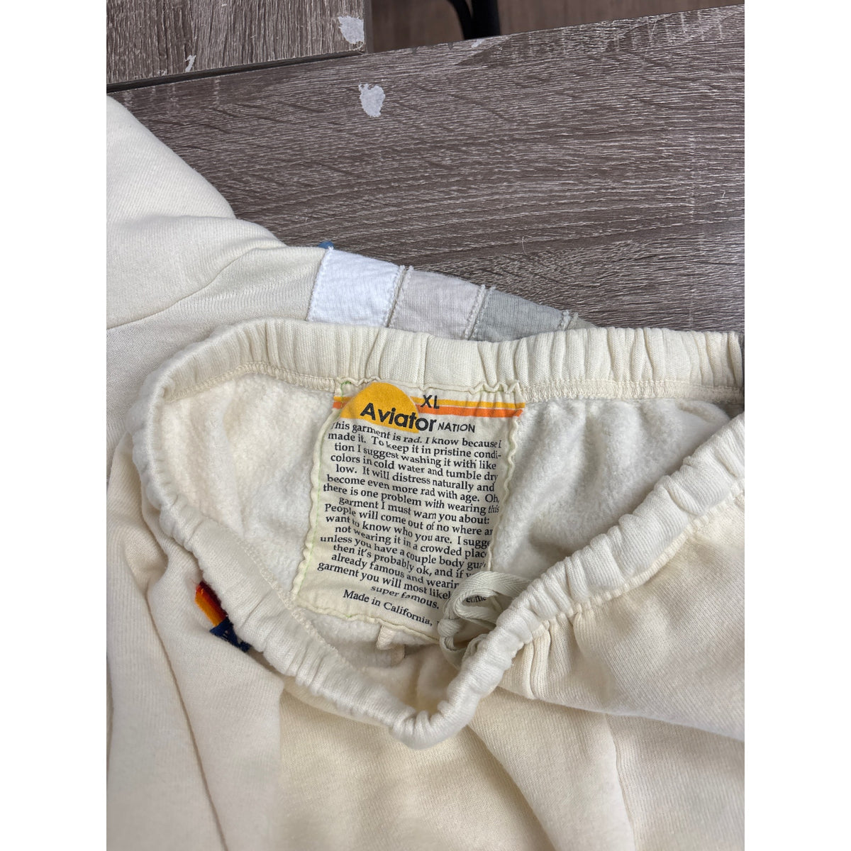 Aviator Nation Off White Sweat Pants Bottom Sz XL