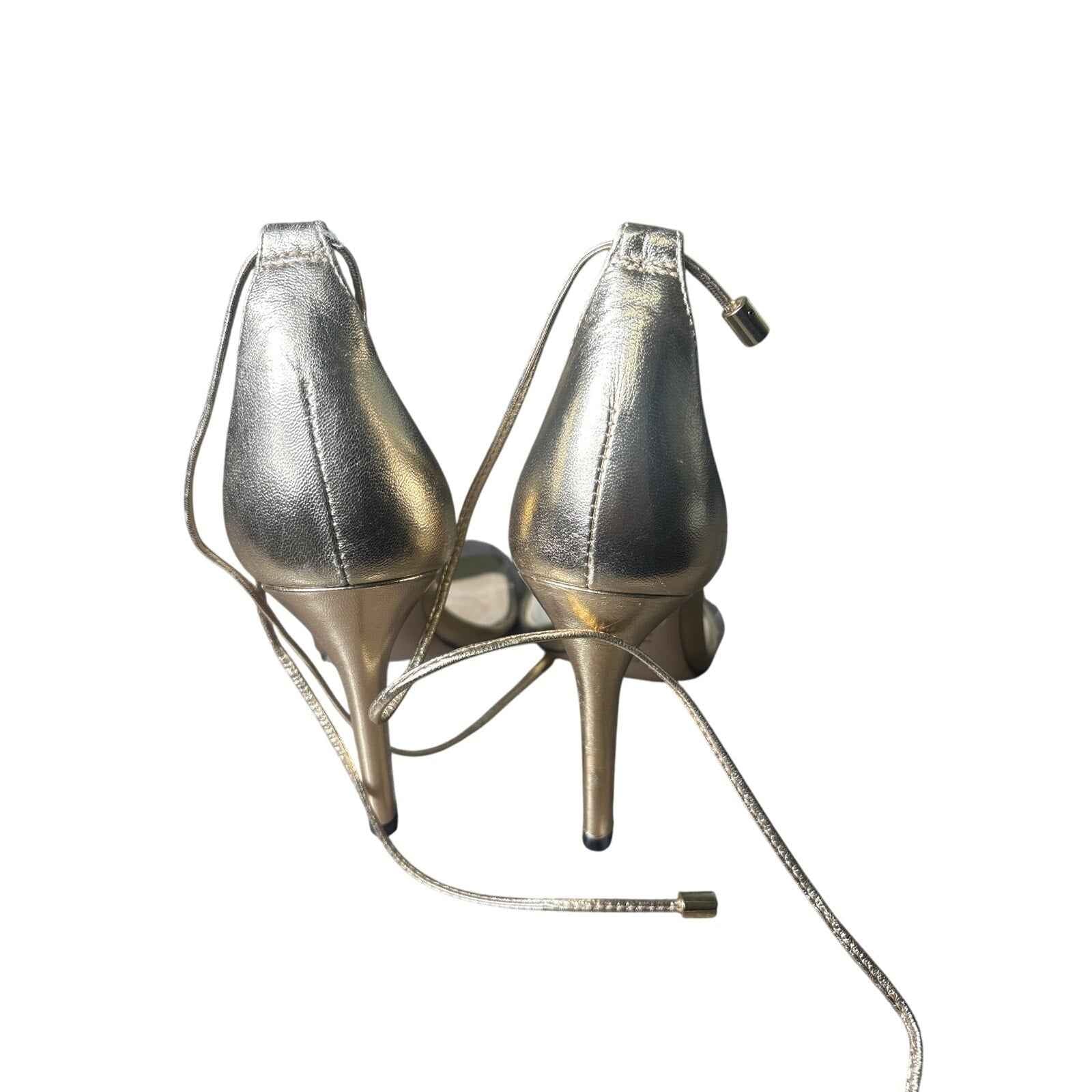 NWOB Schutz Metallic Gold Stiletto Strappy Heel Sz 7